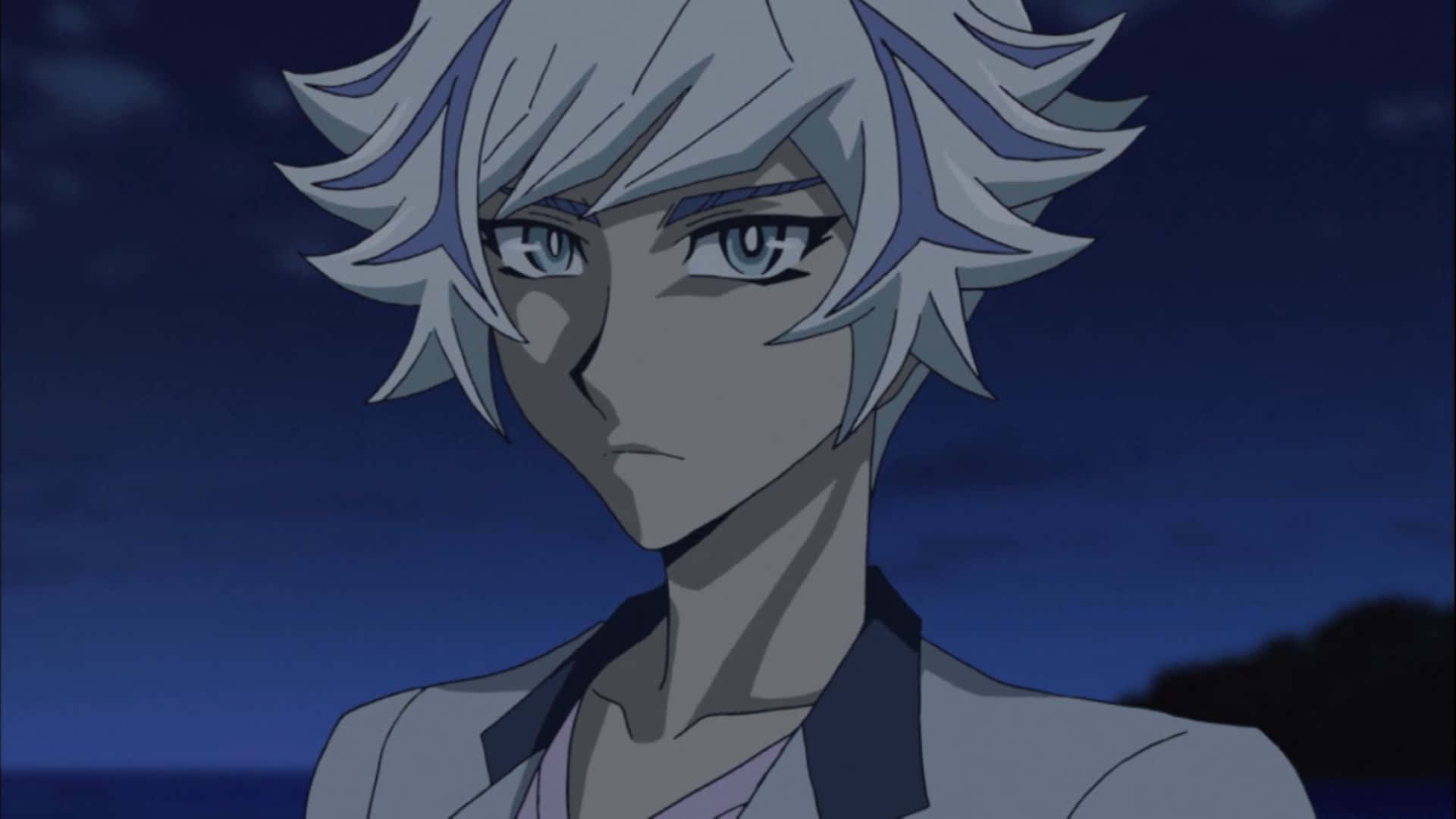 Ryoken Kogami, silver-haired, intense blue eyes, Full HD Desktop Wallpaper