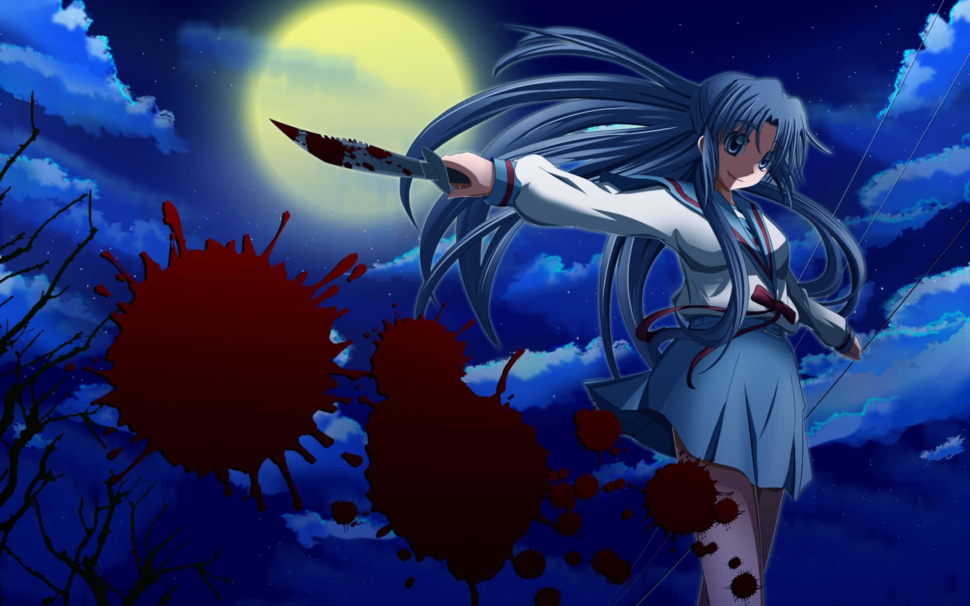 Ryoko Asakura, blue-haired anime girl, school uniform, Full HD Desktop Wallpaper