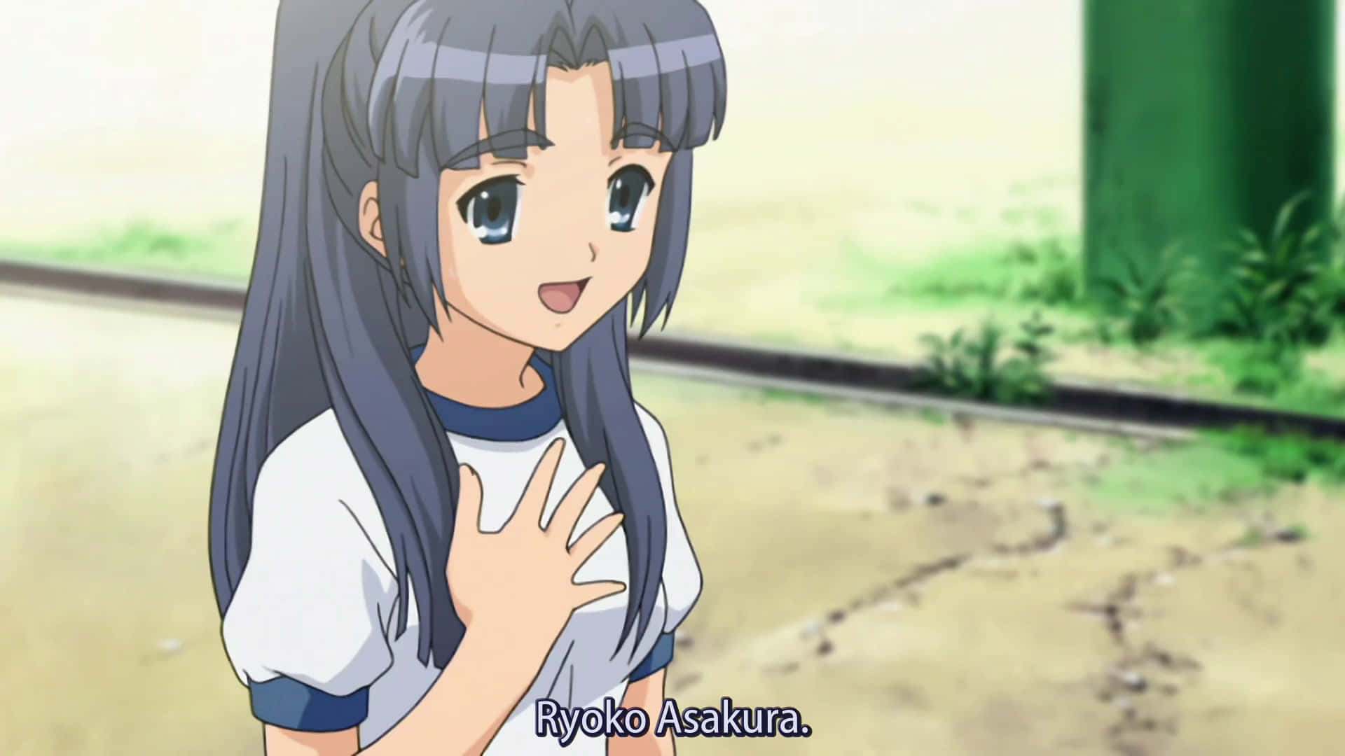Ryoko Asakura, long gray hair, blue eyes, Full HD Desktop Wallpaper