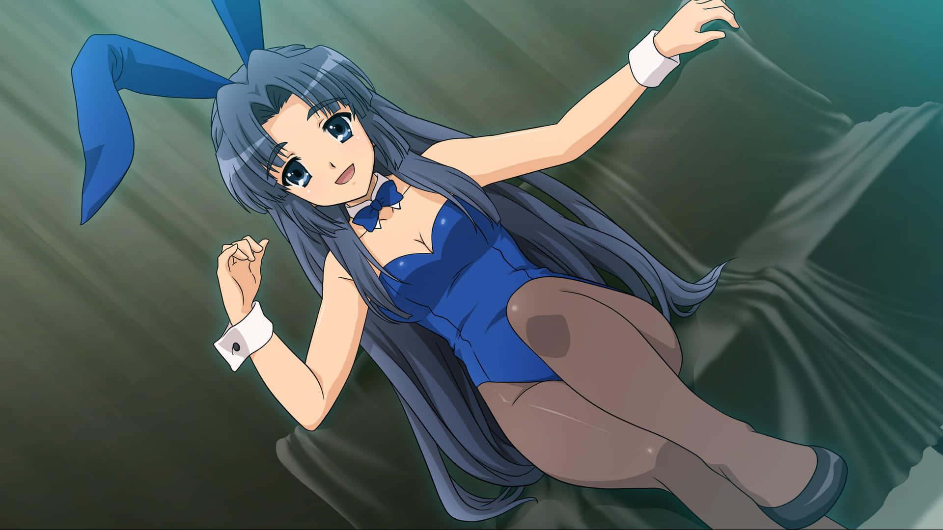Ryoko Asakura, blue bunny ears, dress, Full HD Desktop Wallpaper