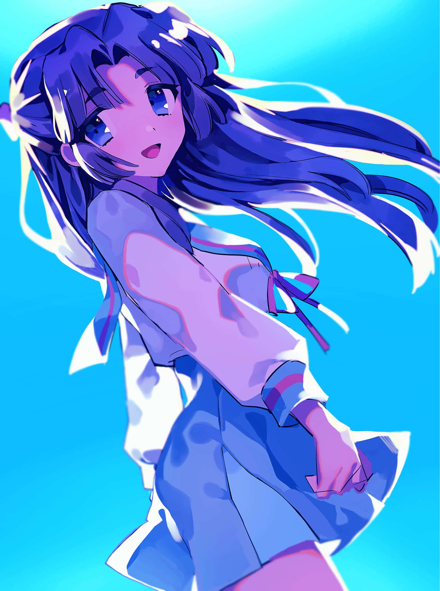 Ryoko Asakura, purple hair, blue eyes, Full HD Phone Wallpaper