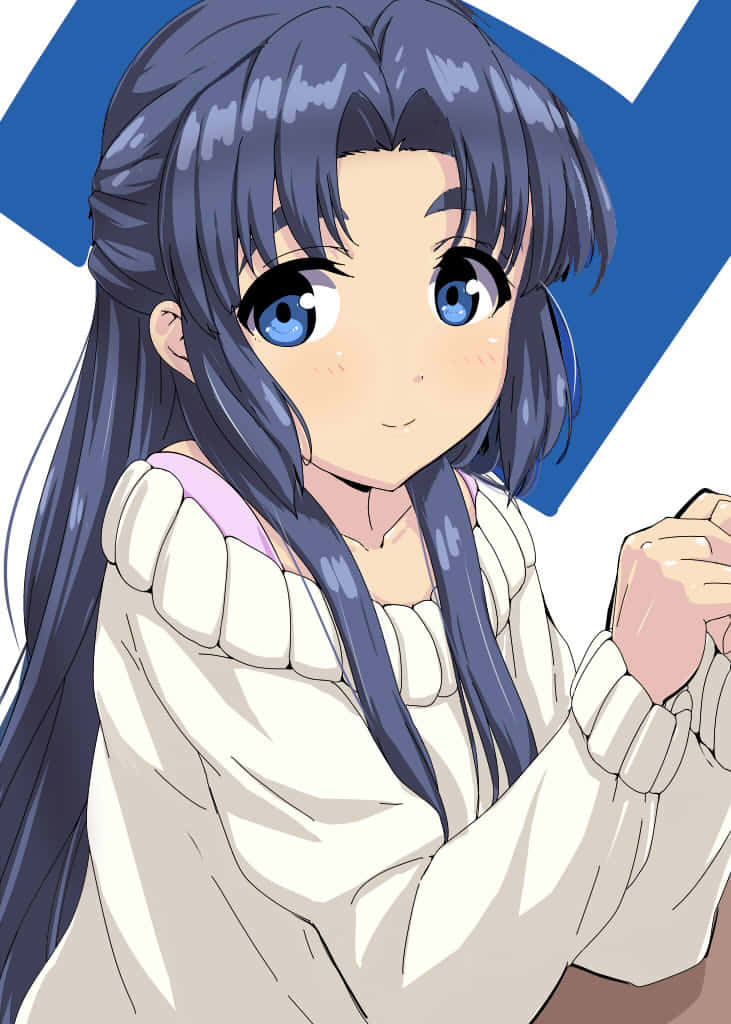 Ryoko Asakura, long blue hair, bright blue eyes, SD Phone Wallpaper