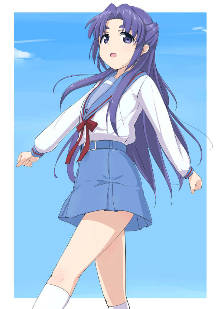 Ryoko Asakura, long purple hair, blue eyes, SD Phone Wallpaper