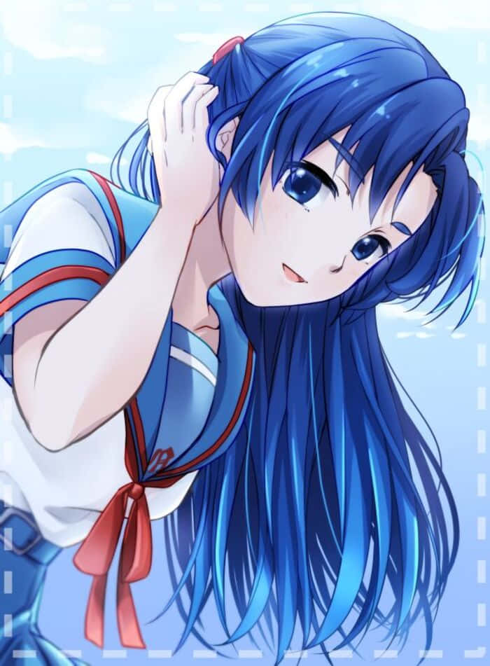 Ryoko Asakura, blue-haired, sailor uniform, SD Phone Wallpaper