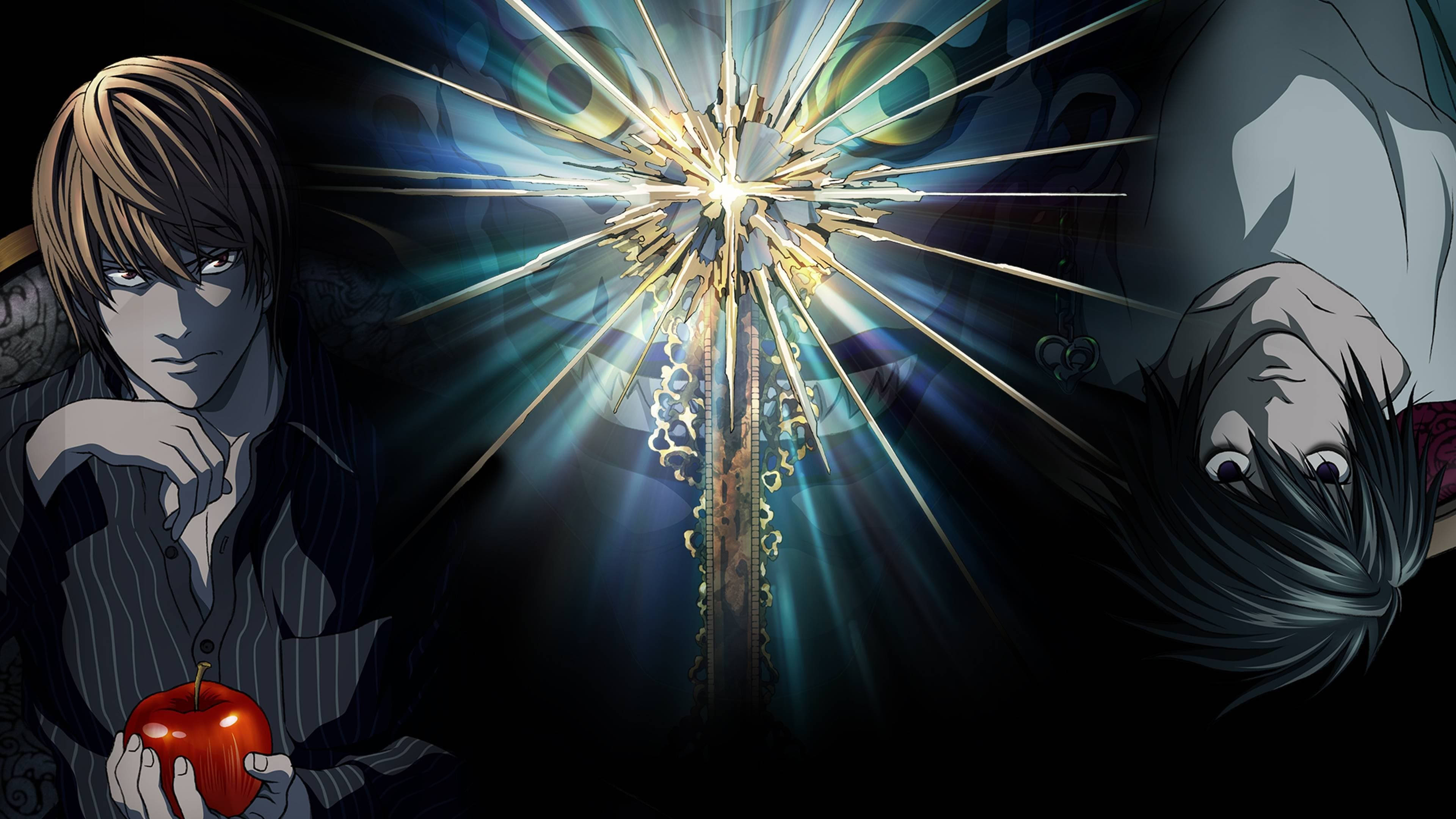 Ryuk, glowing sword, radiant beams, 4K Desktop Wallpaper