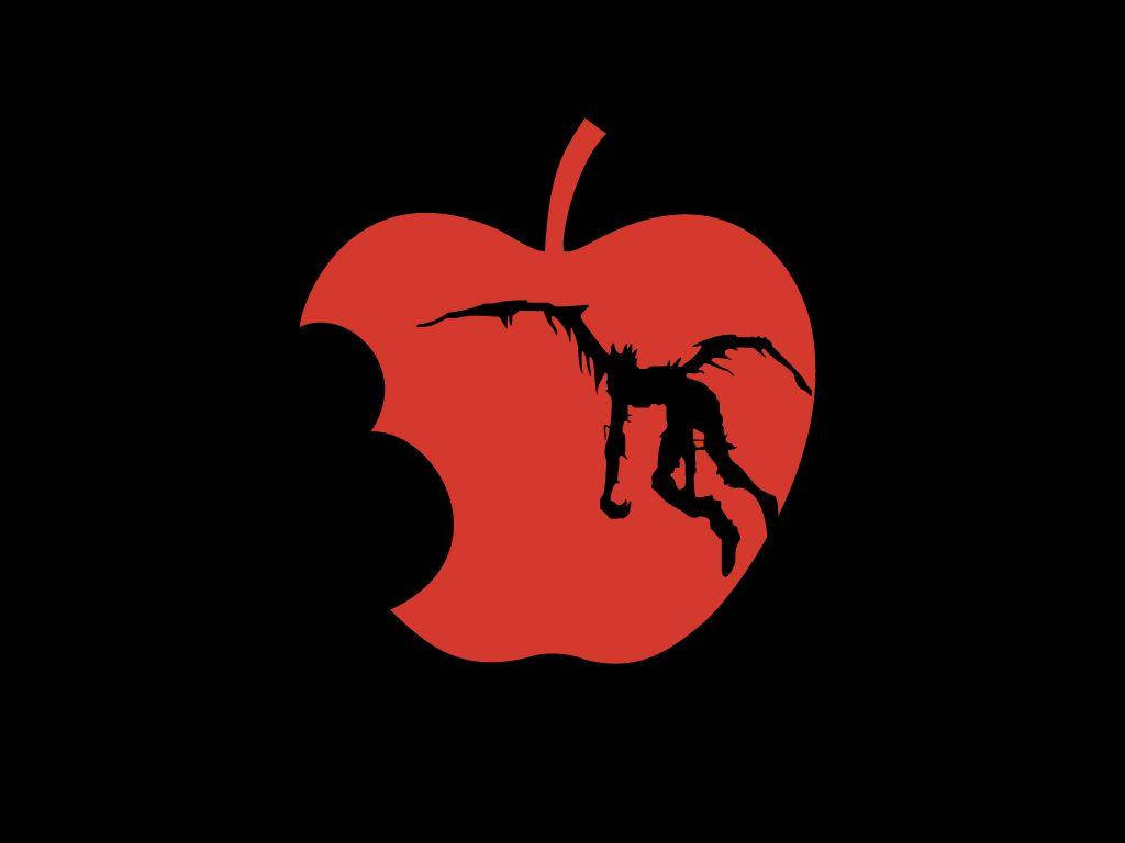 Ryuk, bitten apple, black bat-like creature, SD Desktop Wallpaper