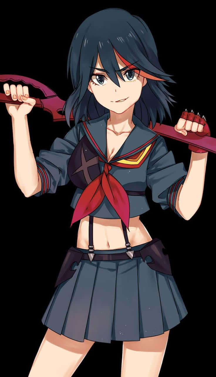 Ryuko Matoi, dark hair, red accents, HD Phone Wallpaper