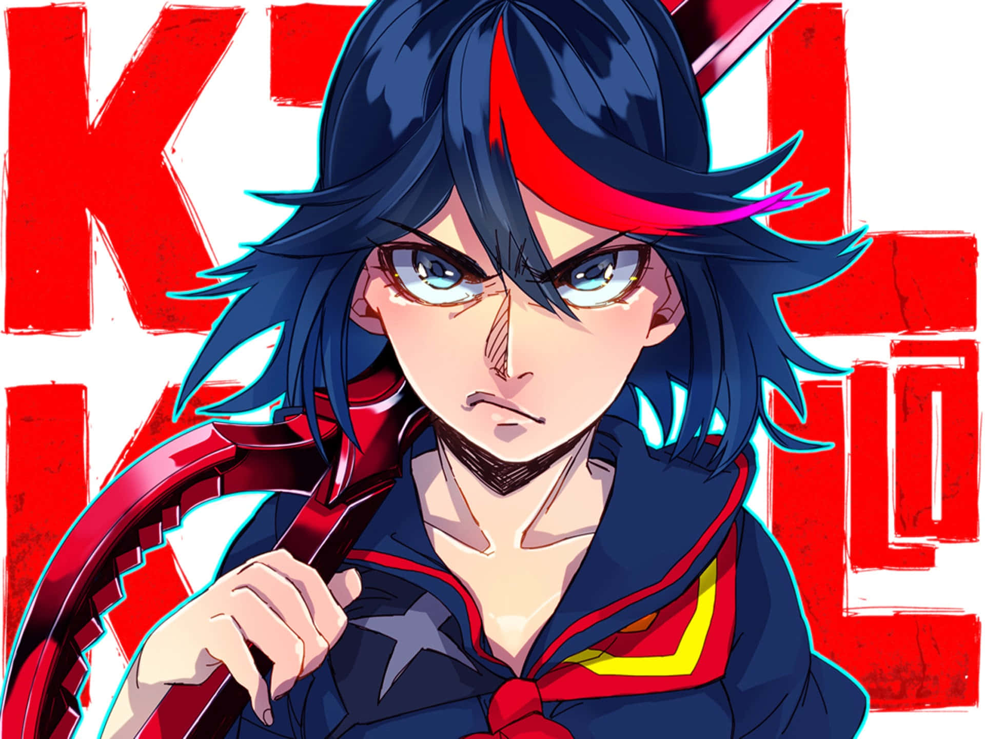 Ryuko Matoi, red and black attire, red sword, Full HD Desktop Wallpaper