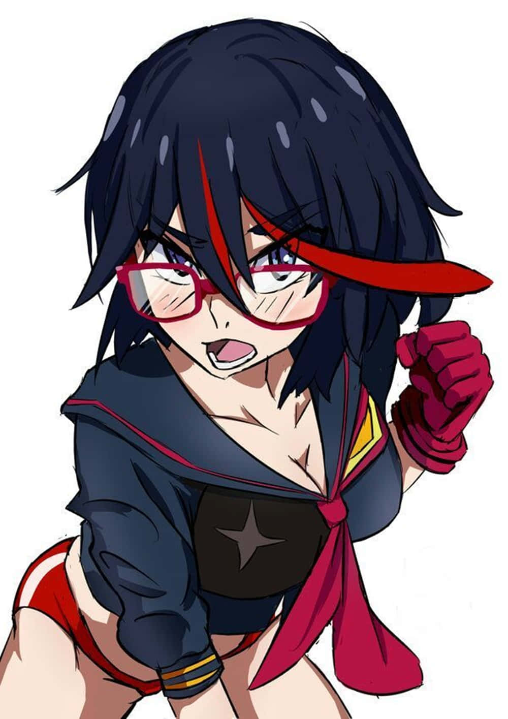 Ryuko Matoi, dark hair, red glasses, HD Phone Wallpaper