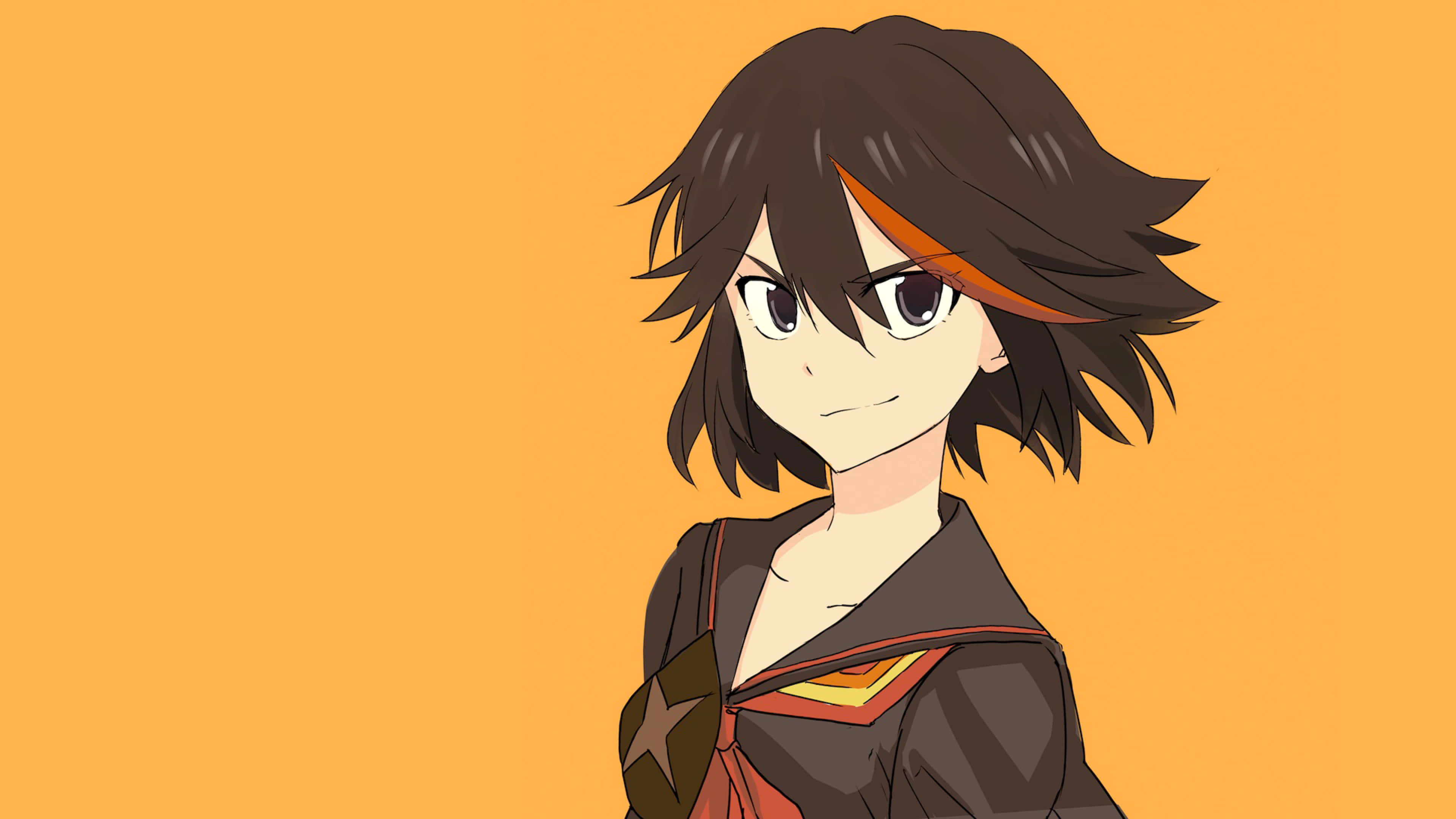 Ryuko Matoi, short dark hair, orange streak, 4K Desktop Wallpaper