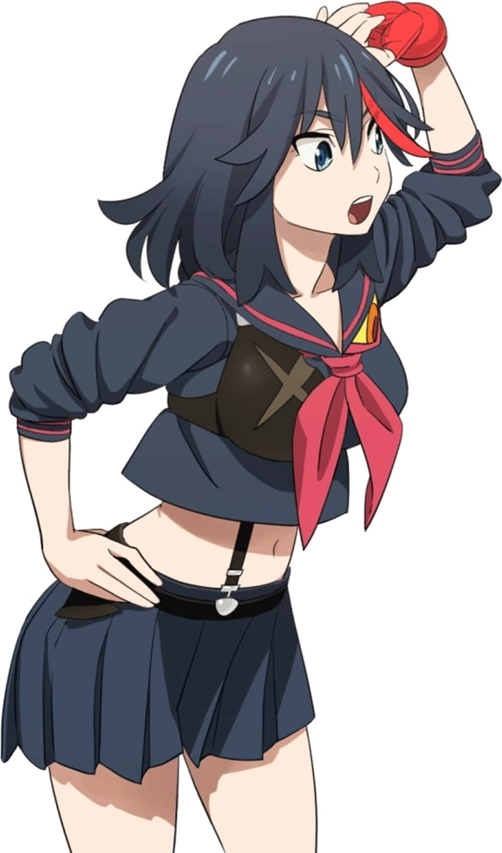 Ryuko Matoi, red ribbon, dark sailor outfit, HD Phone Wallpaper