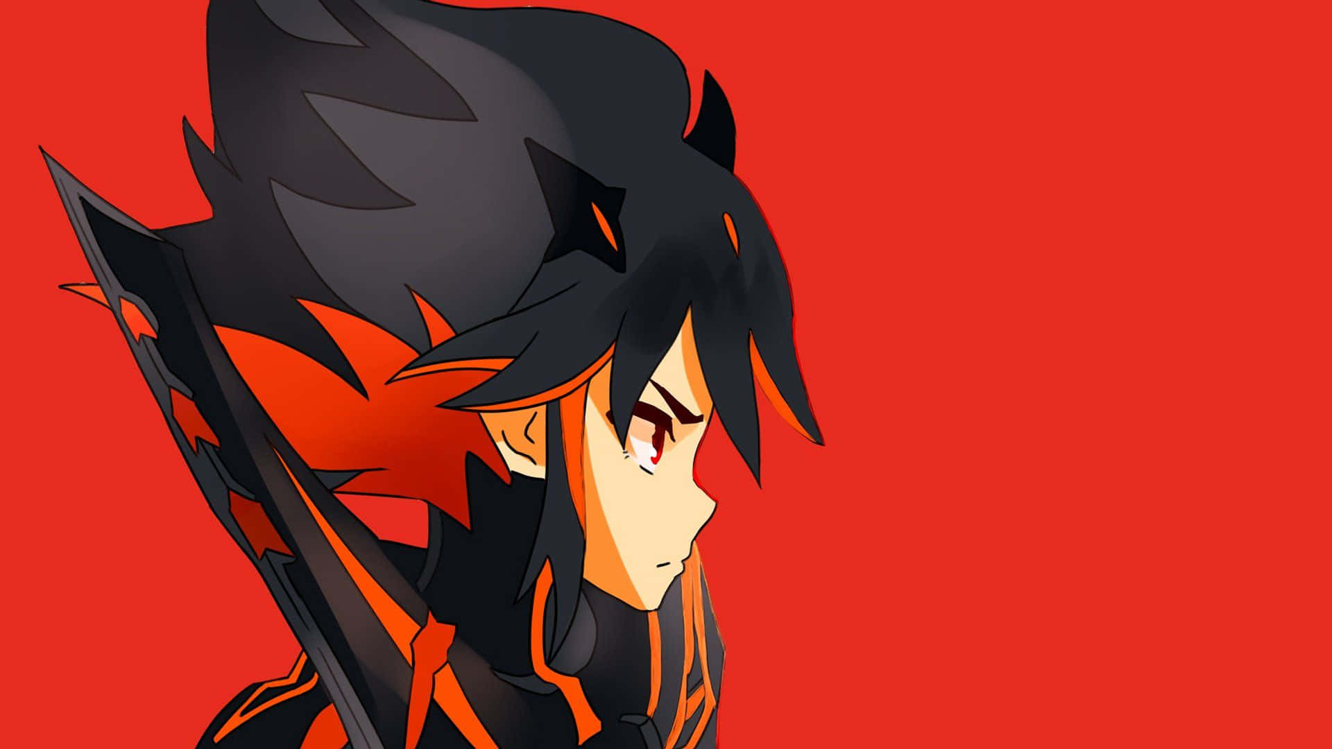 Ryuko Matoi, black spiky hair, red eyes, Full HD Desktop Wallpaper