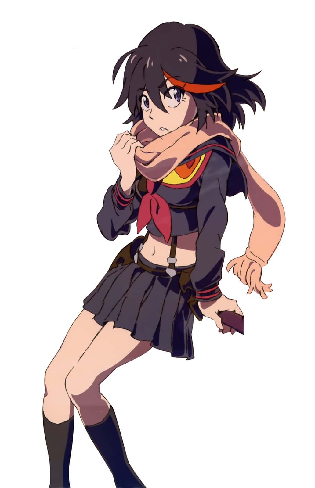 Ryuko Matoi, dark school uniform, red accents, HD Phone Wallpaper