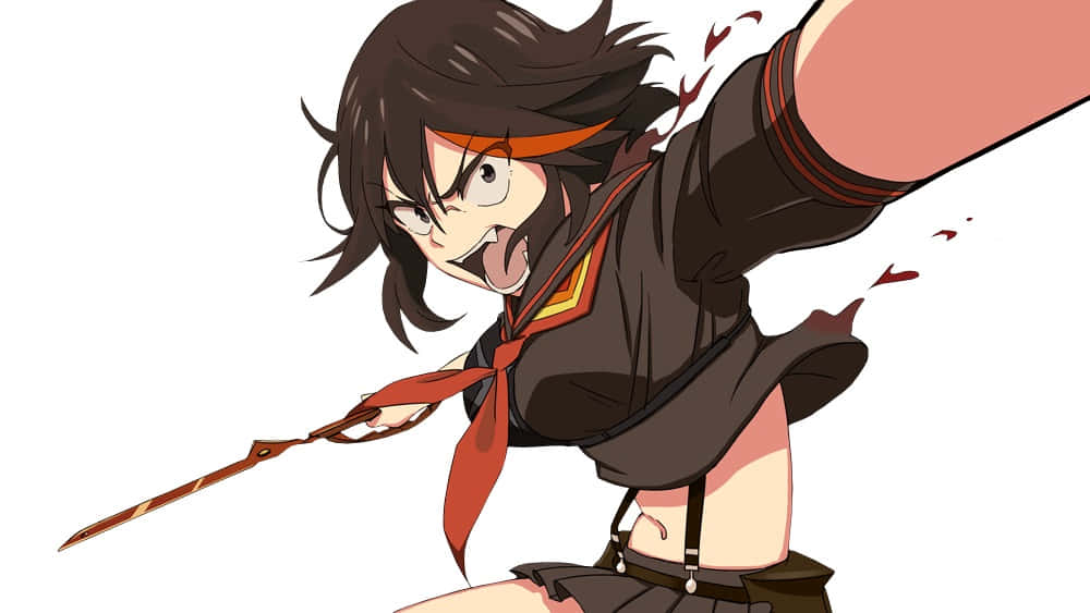Ryuko Matoi, dark hair, red ribbon, SD Desktop Wallpaper