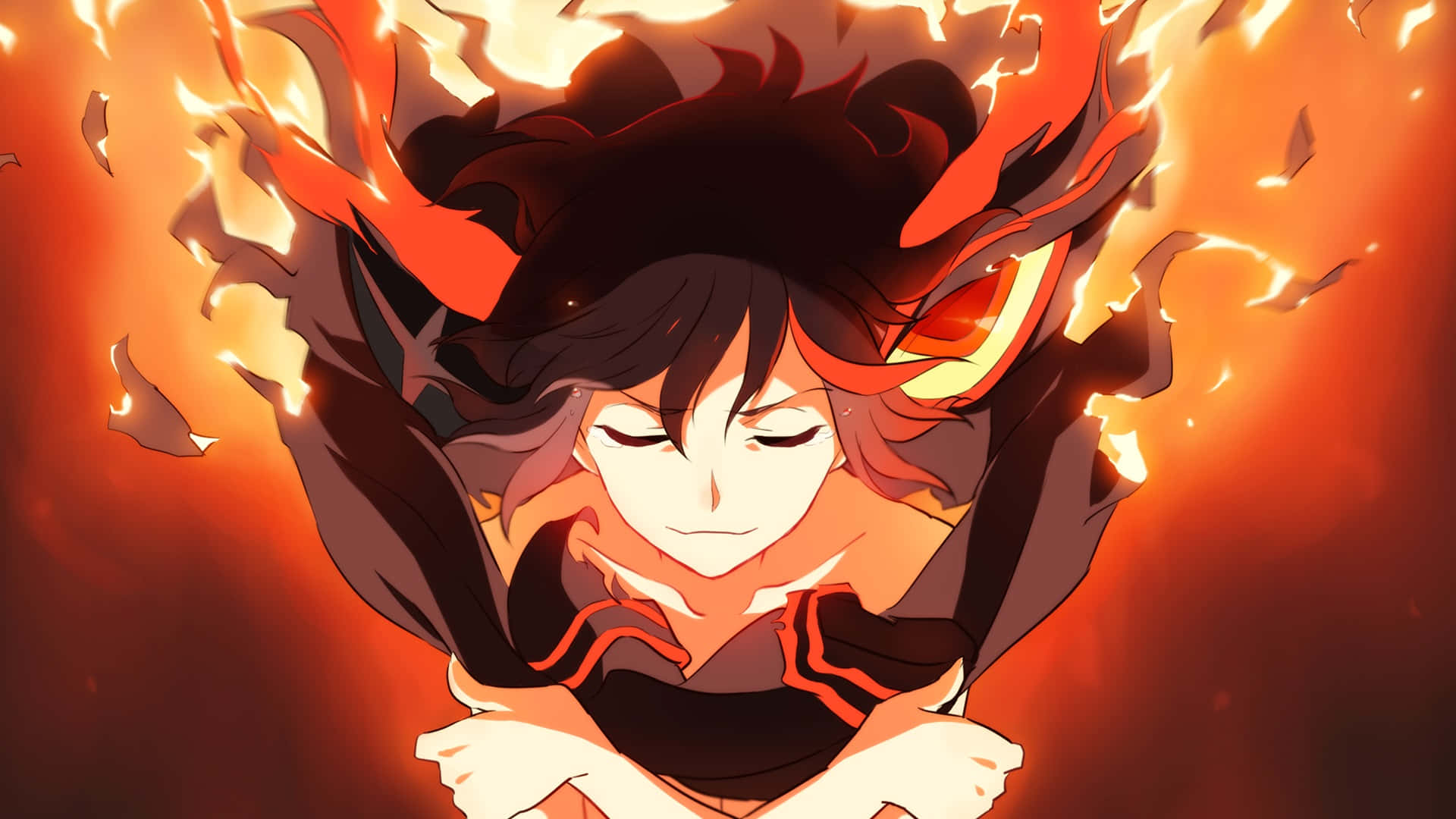 Ryuko Matoi, iconic outfit, dark hair, Full HD Desktop Wallpaper