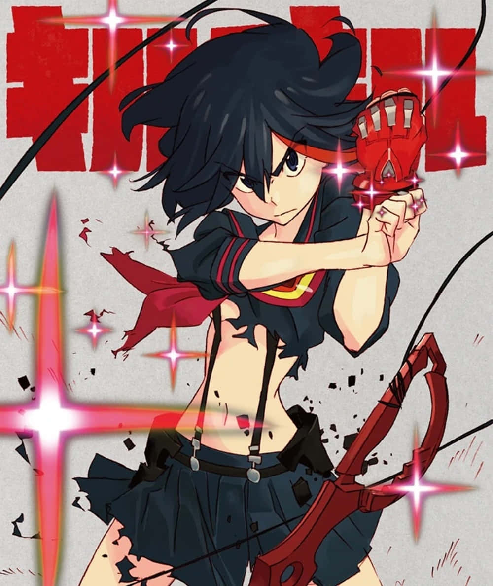Ryuko Matoi, black hair, red eye patch, SD Phone Wallpaper
