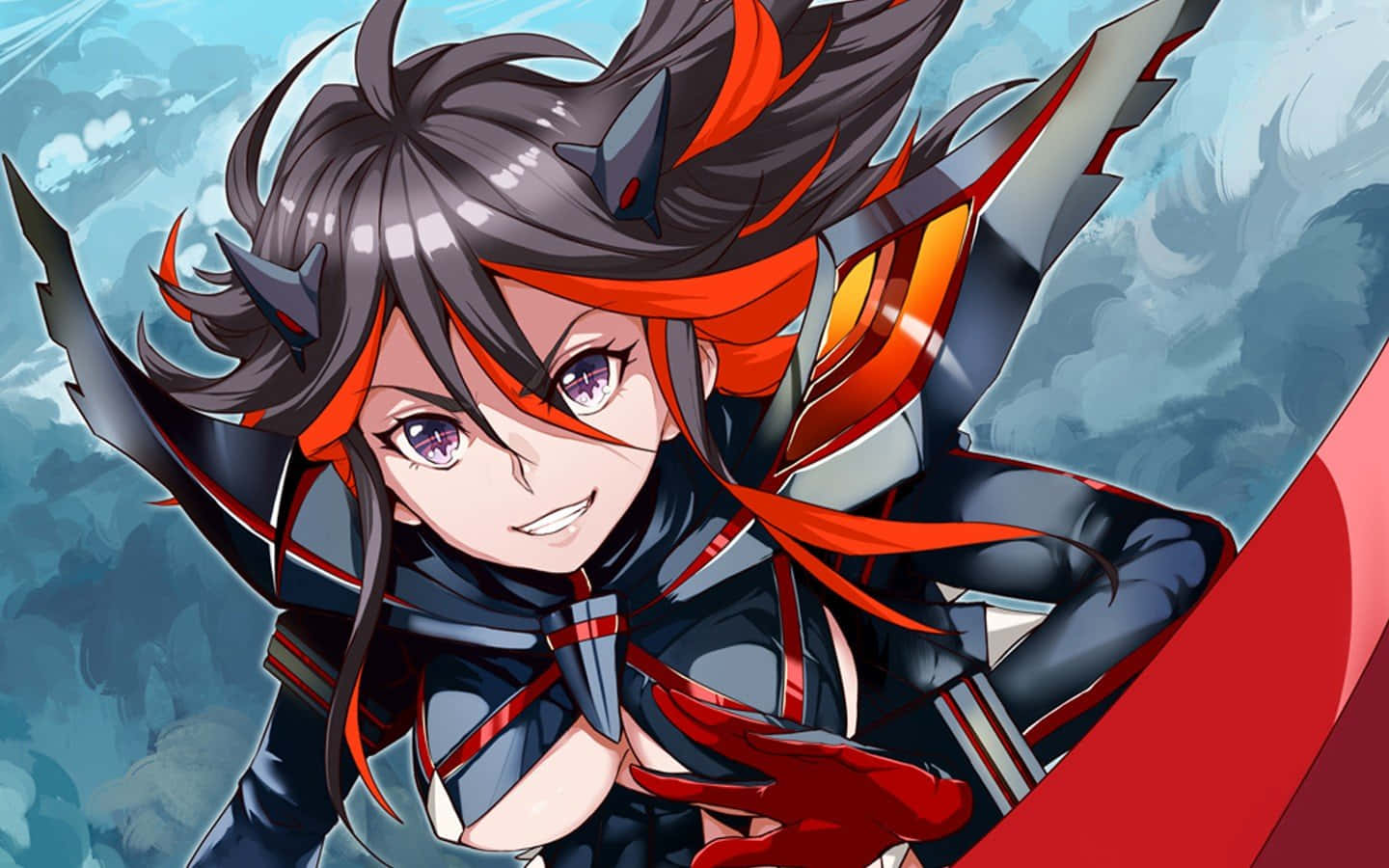 Ryuko Matoi, dark hair, red accents, HD Desktop Wallpaper