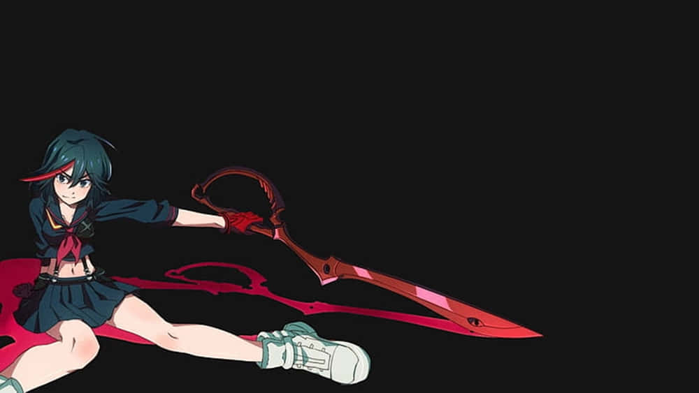 Ryuko Matoi, giant red scissor sword, school uniform, SD Desktop Wallpaper