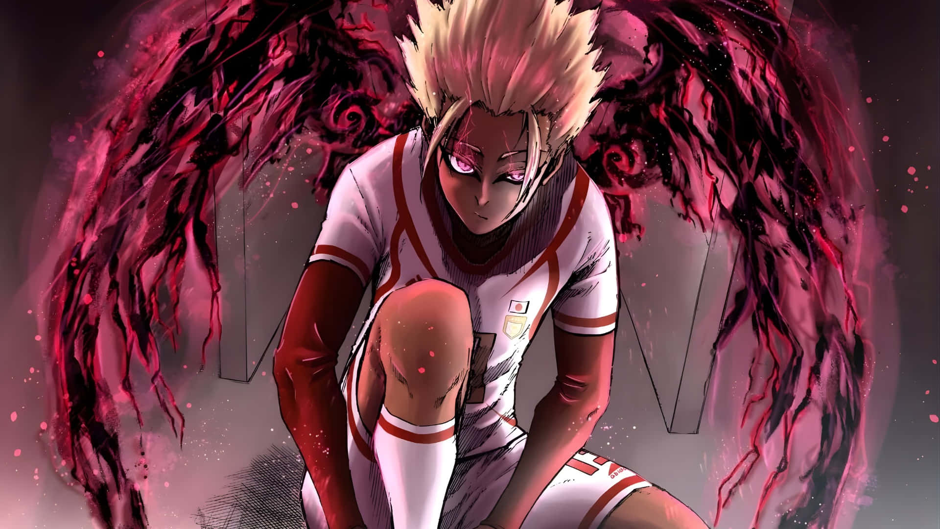 Ryusei Shido, dark red energy, spiky-haired anime character, Full HD Desktop Wallpaper