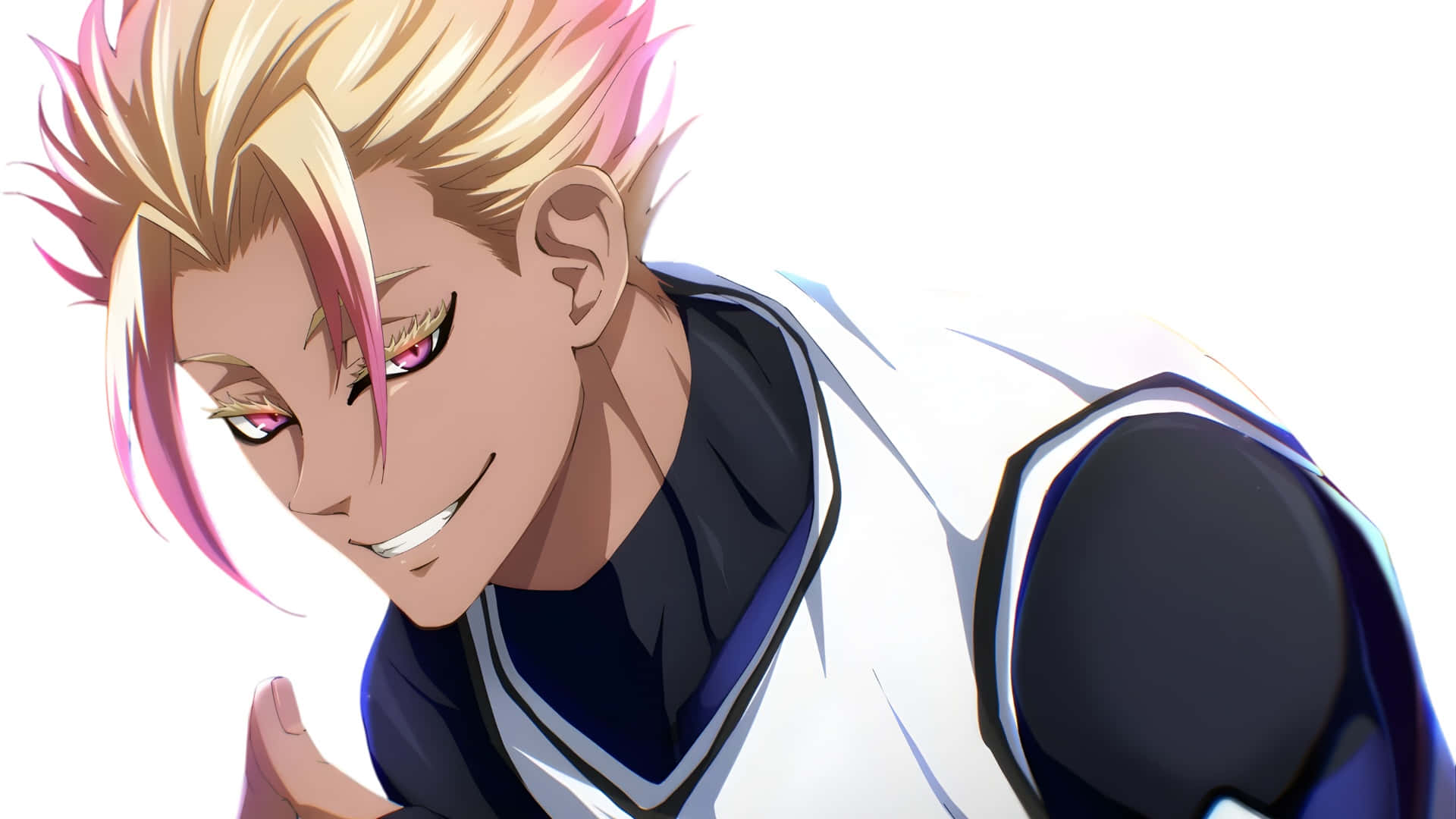 Ryusei Shido, spiky blonde and pink hair, sharp pink eyes, Full HD Desktop Wallpaper