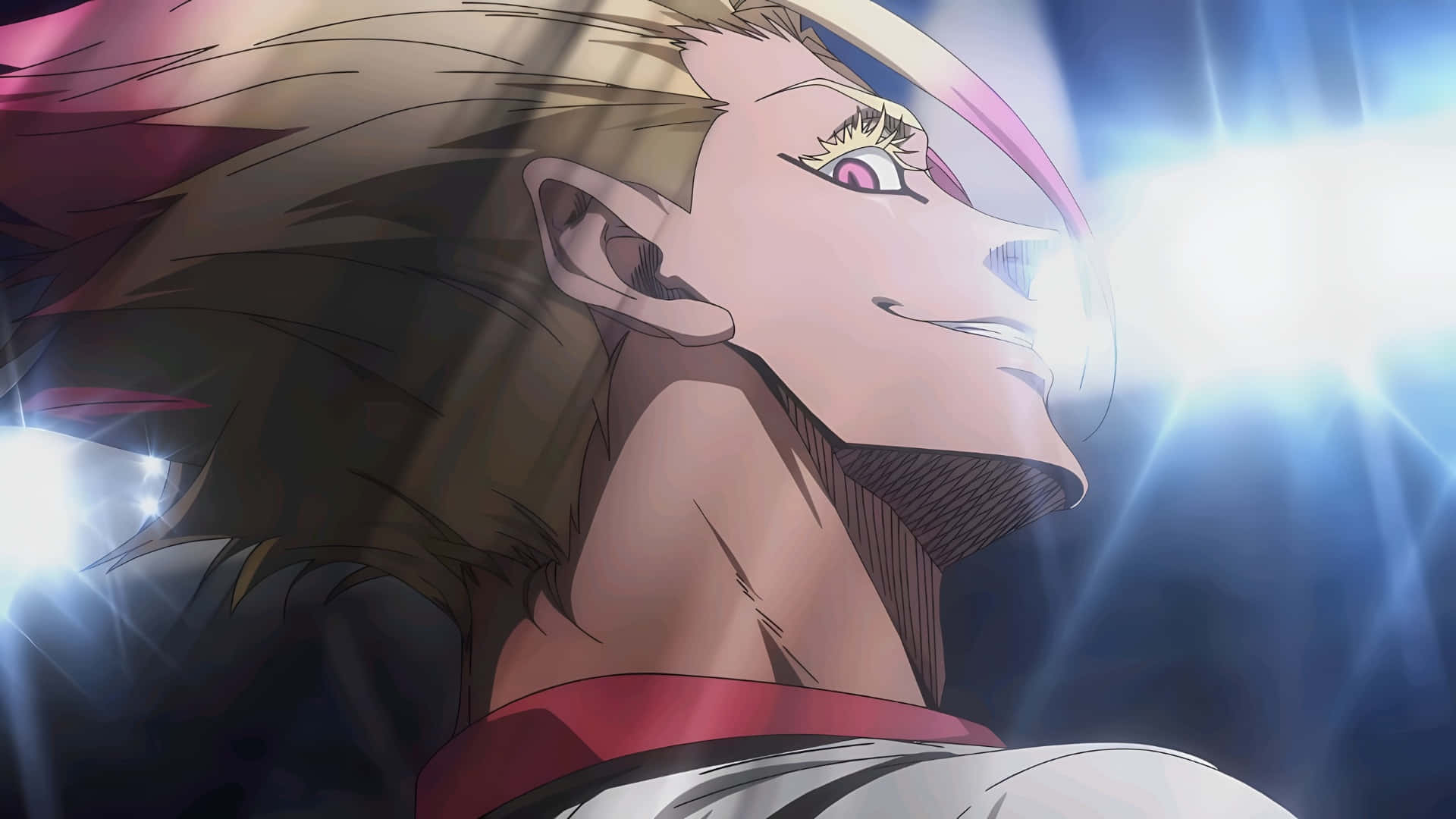 Ryusei Shido, spiky blonde hair, pink eyes, Full HD Desktop Wallpaper