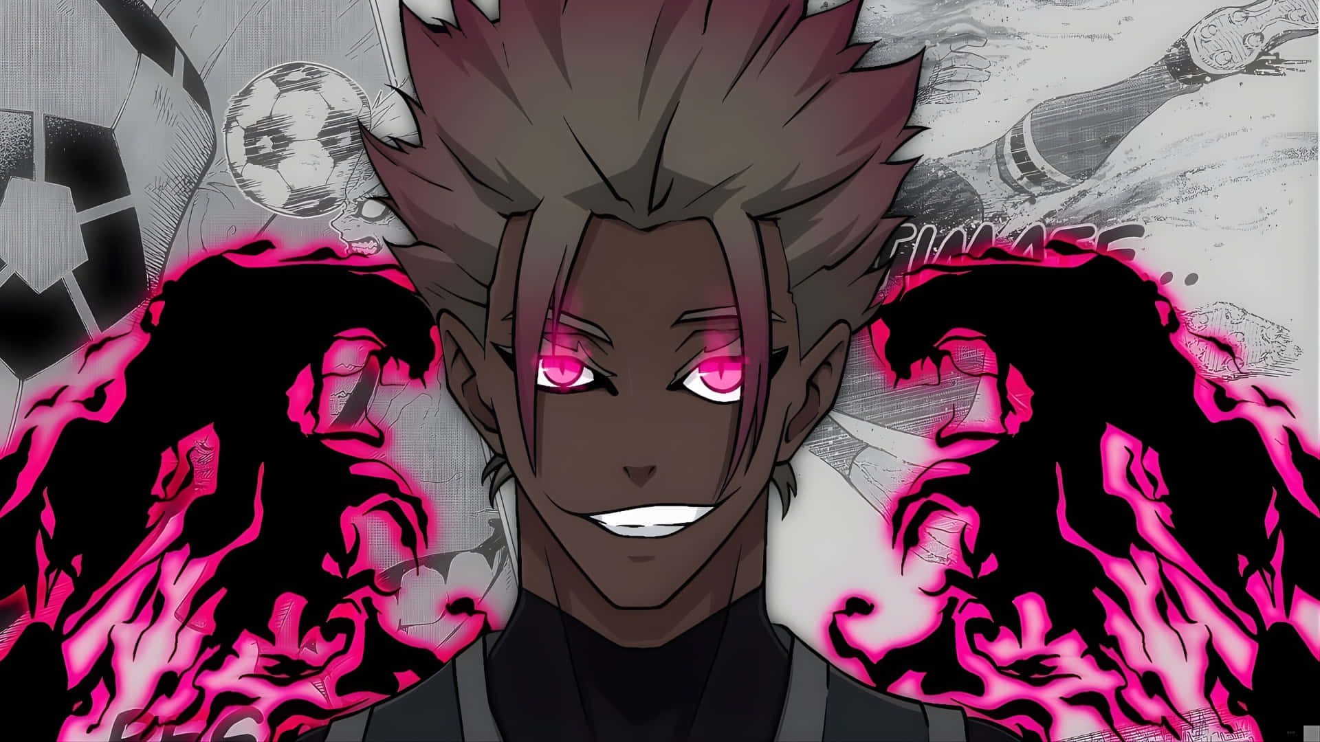 Ryusei Shido, glowing pink eyes, spiky hair, Full HD Desktop Wallpaper