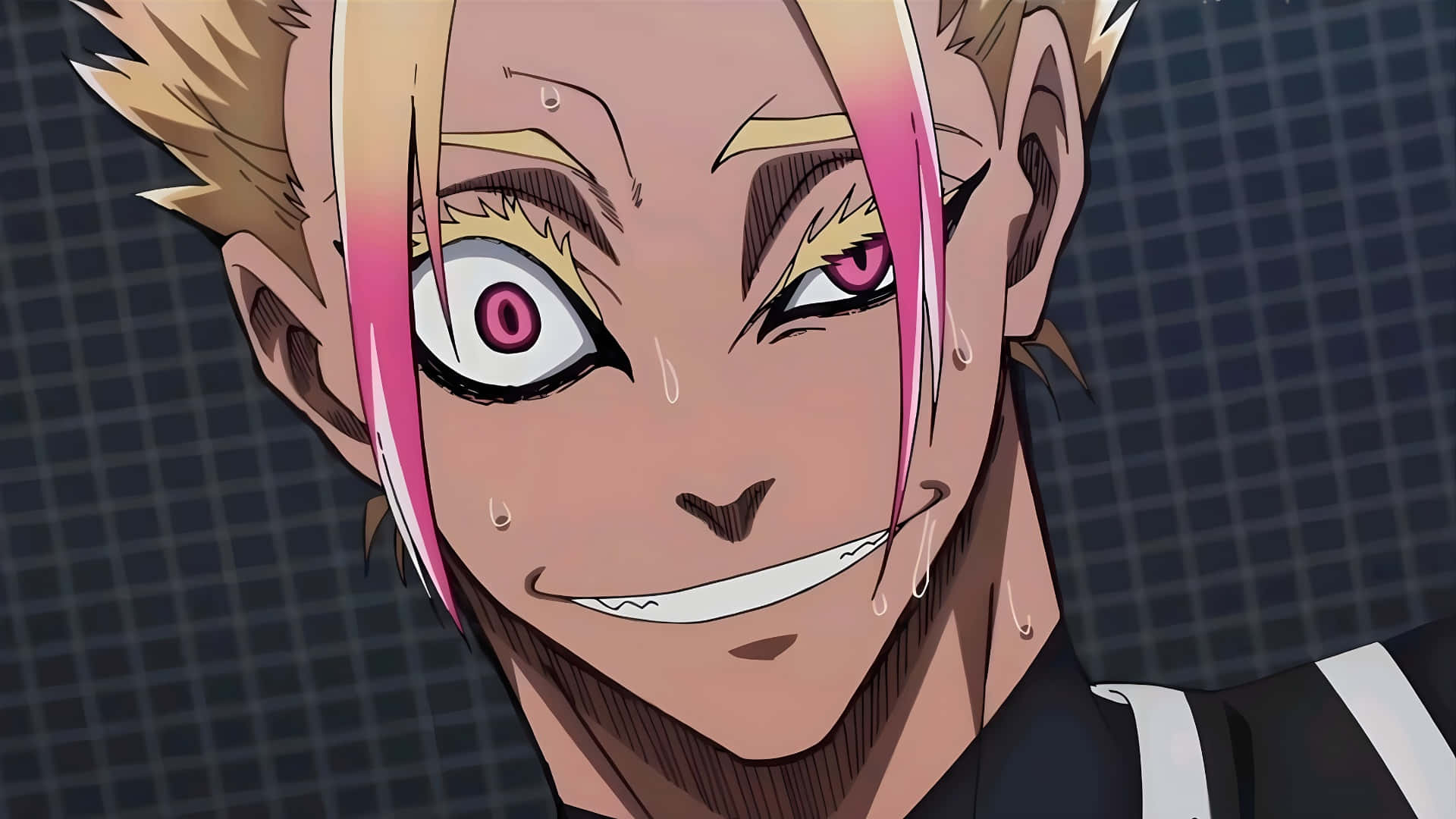 Ryusei Shido, spiky blonde and pink hair, intense pink eyes, Full HD Desktop Wallpaper