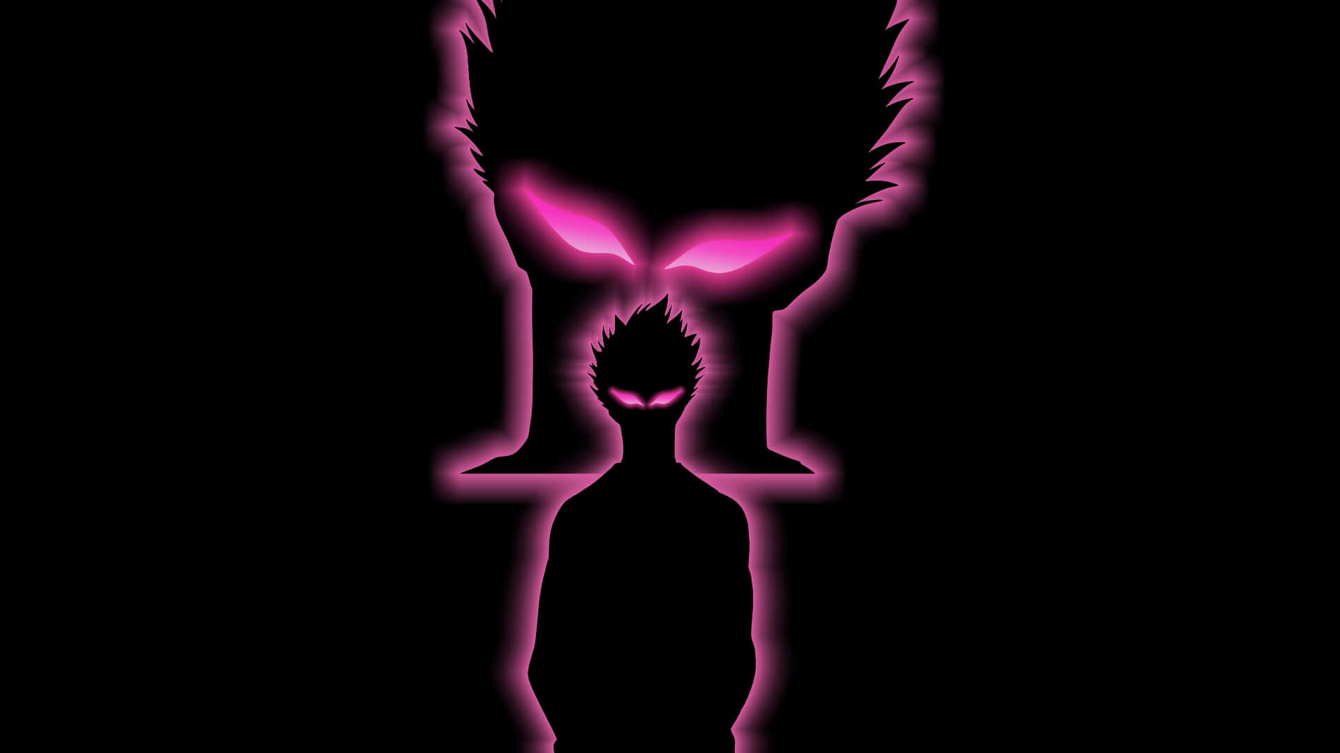 Ryusei Shido, glowing pink silhouette, spiky-haired figure, Full HD Desktop Wallpaper