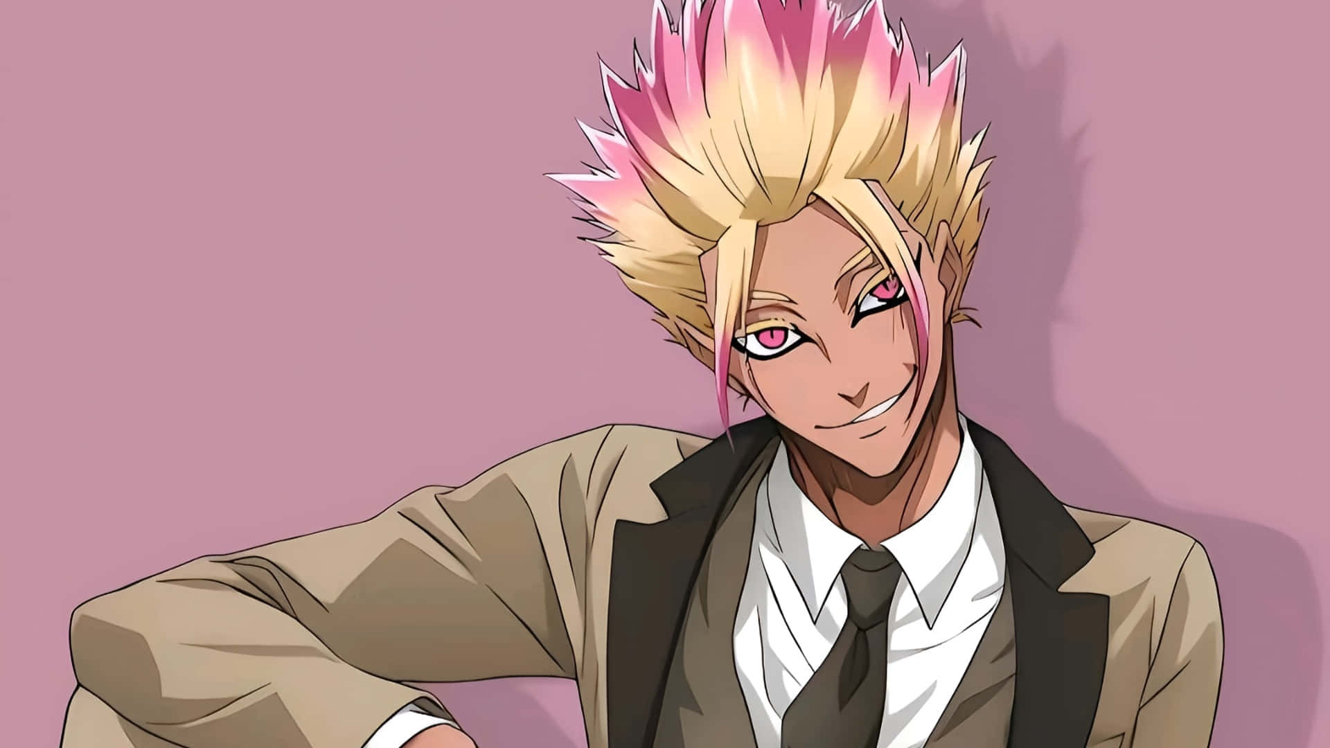 Ryusei Shido, spiky pink and blonde hair, pink eyes, Full HD Desktop Wallpaper