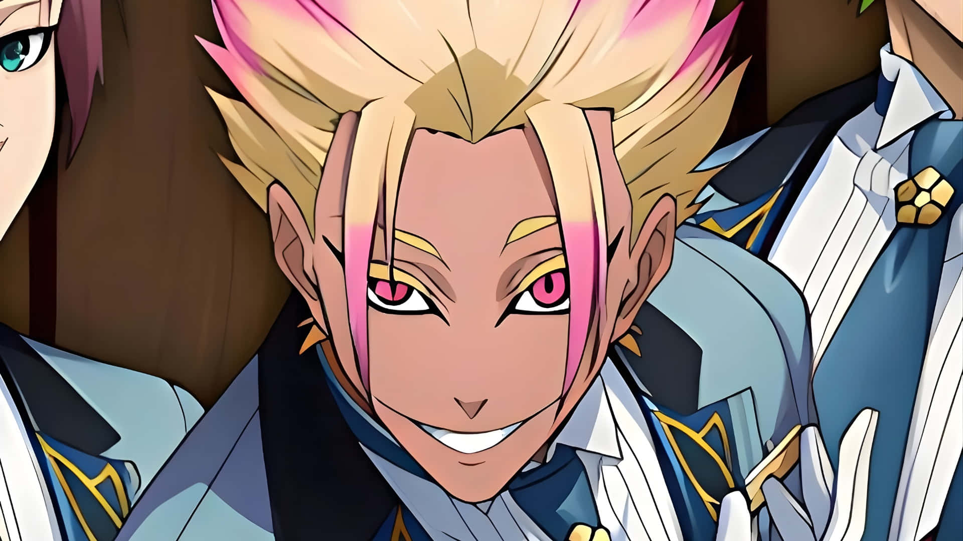 Ryusei Shido, spiky blonde and pink hair, pink eyes, Full HD Desktop Wallpaper