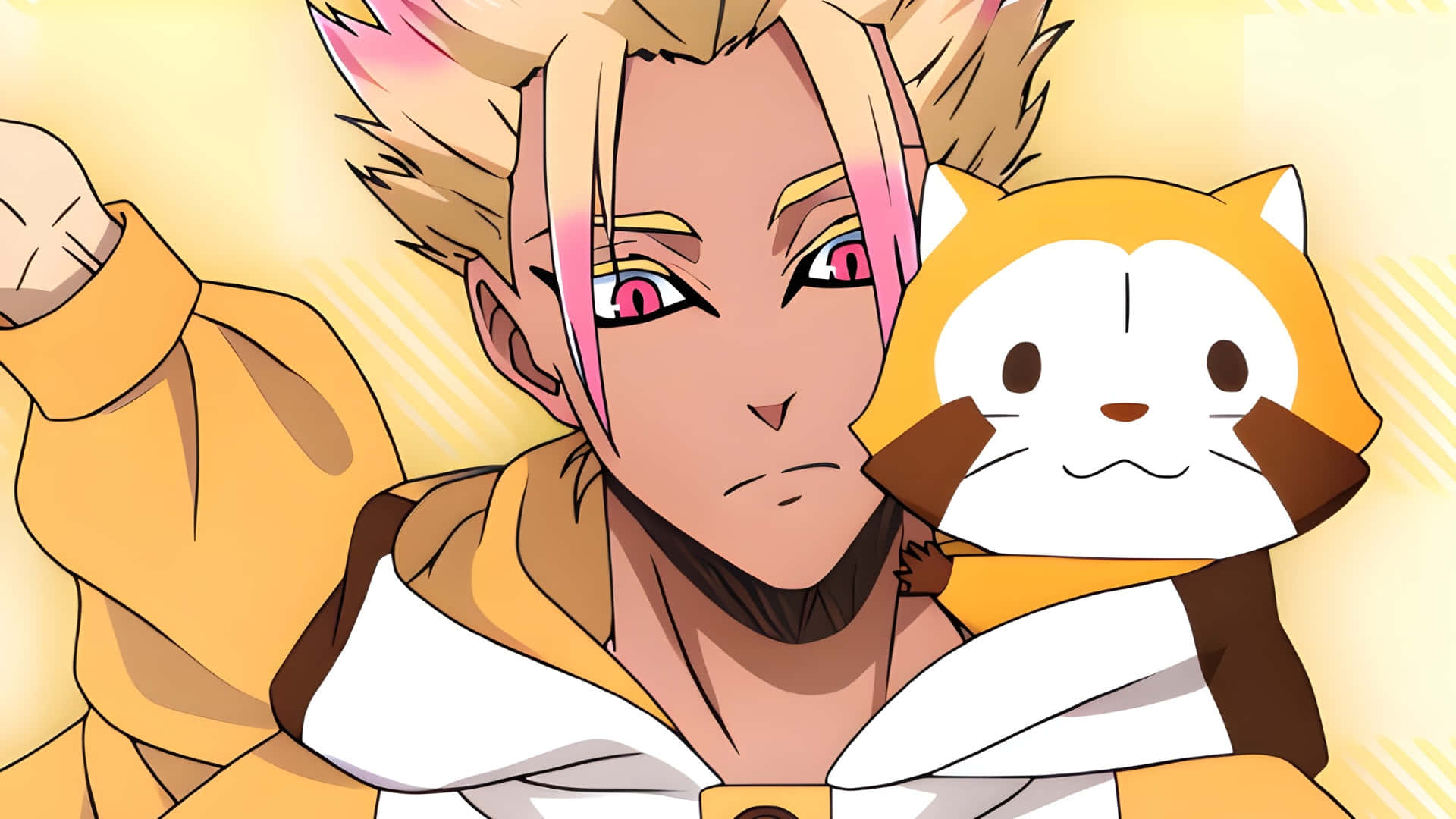 Ryusei Shido, spiky blonde hair, pink streaks, Full HD Desktop Wallpaper