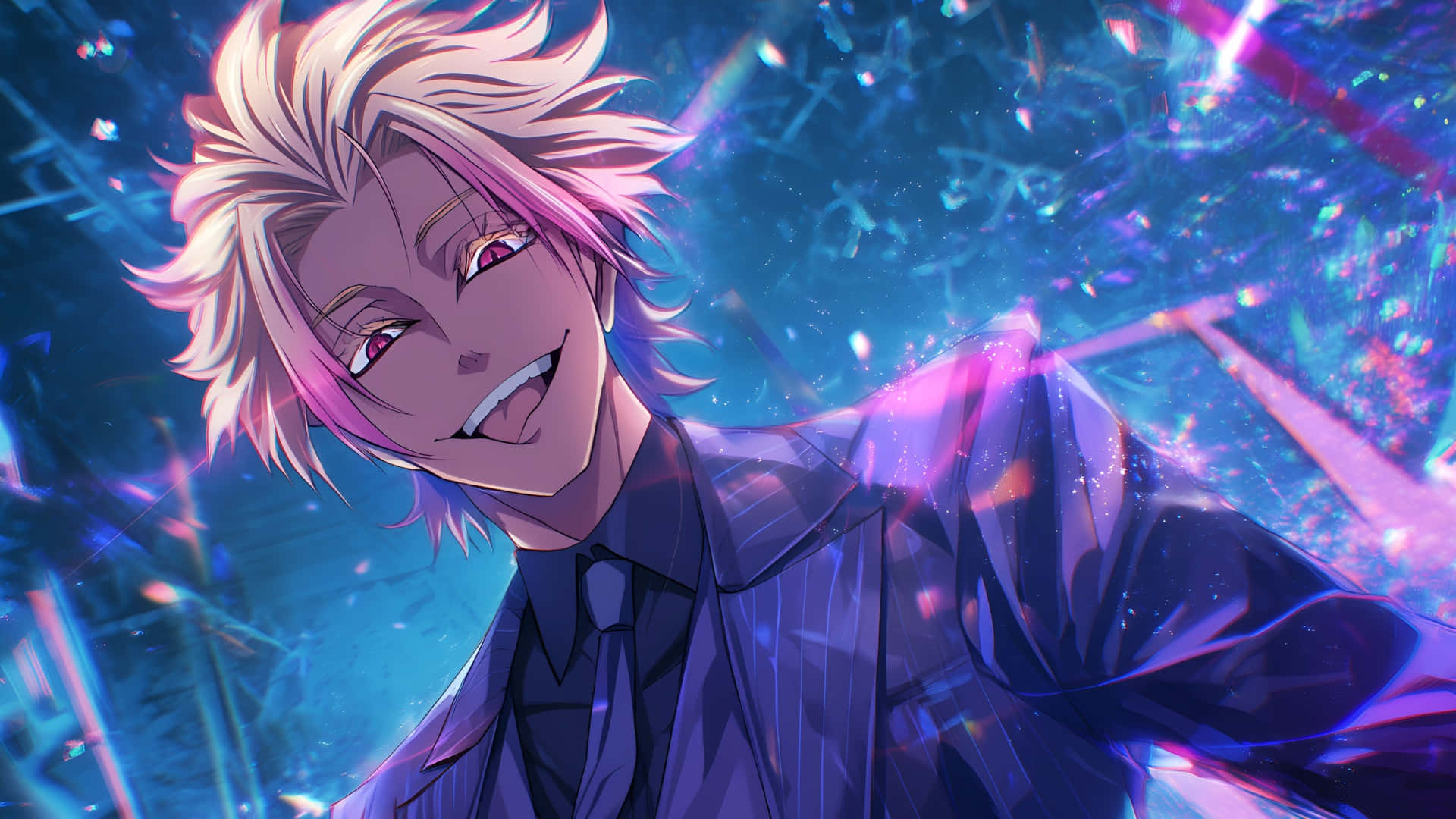 Ryusei Shido, spiky blonde hair, red eyes, Full HD Desktop Wallpaper