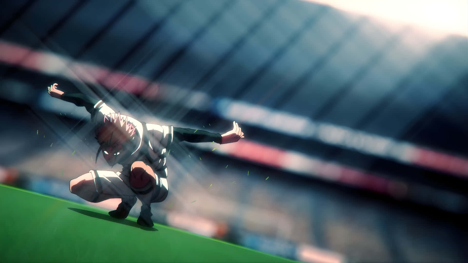 Ryusei Shido, white uniform, green pitch, Full HD Desktop Wallpaper