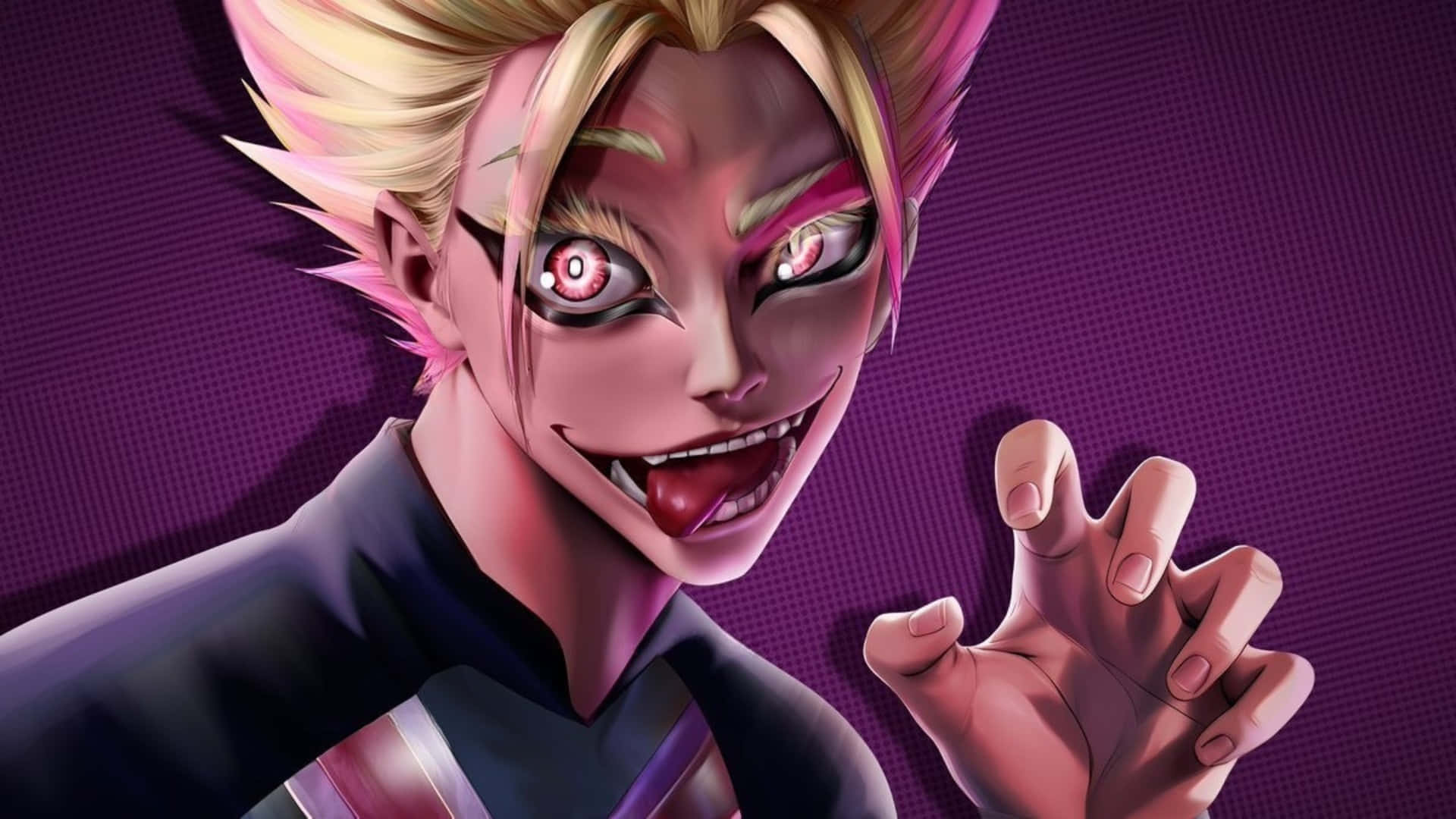 Ryusei Shido, spiky blonde hair, glowing red eyes, Full HD Desktop Wallpaper