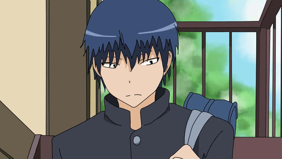 Ryuuji Takasu, blue-haired anime boy, dark uniform, SD Desktop Wallpaper