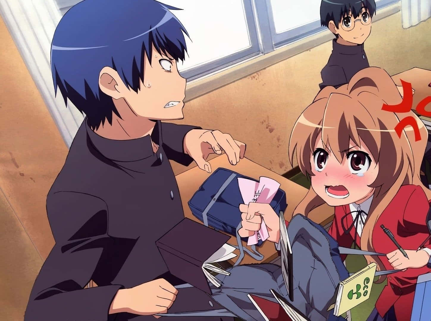 Ryuuji Takasu, blue-haired boy, red-haired girl, HD Desktop Wallpaper