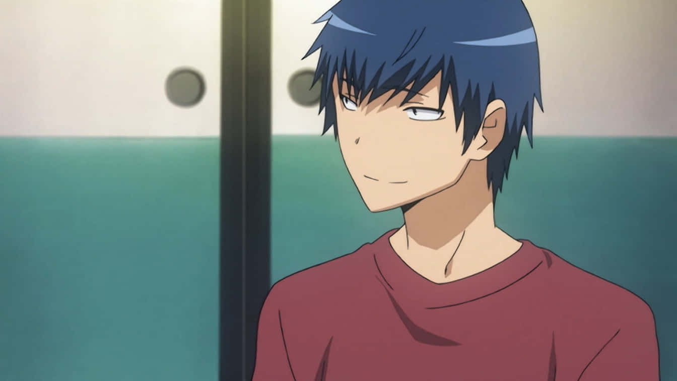 Ryuuji Takasu, spiky blue hair, red shirt, HD Desktop Wallpaper