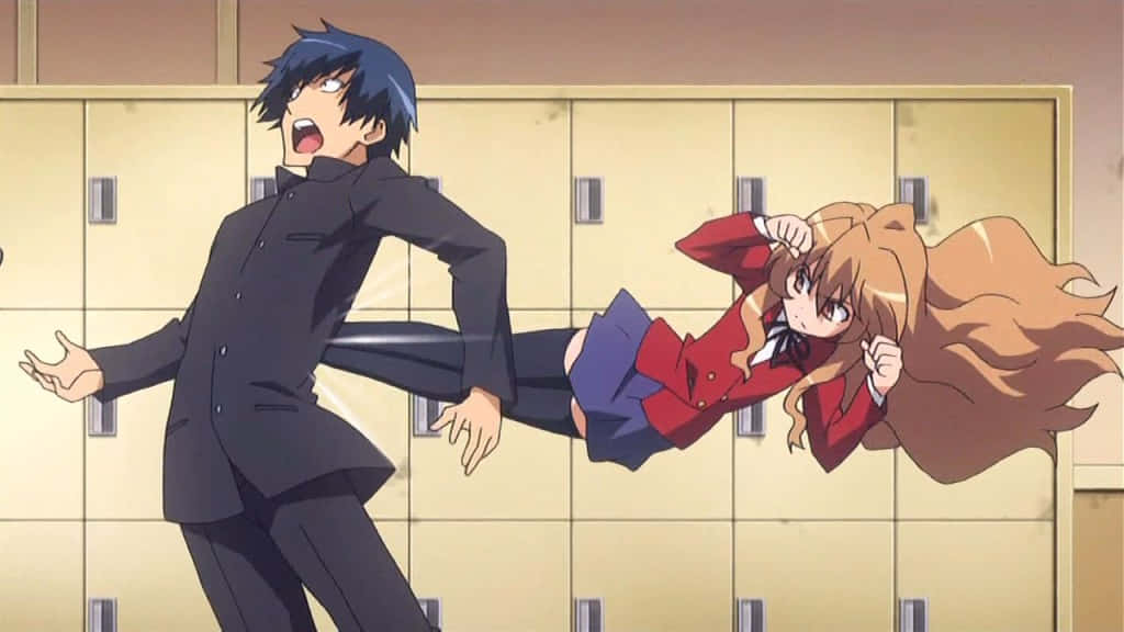 Ryuuji Takasu, blue-haired anime boy, red school uniform, SD Desktop Wallpaper