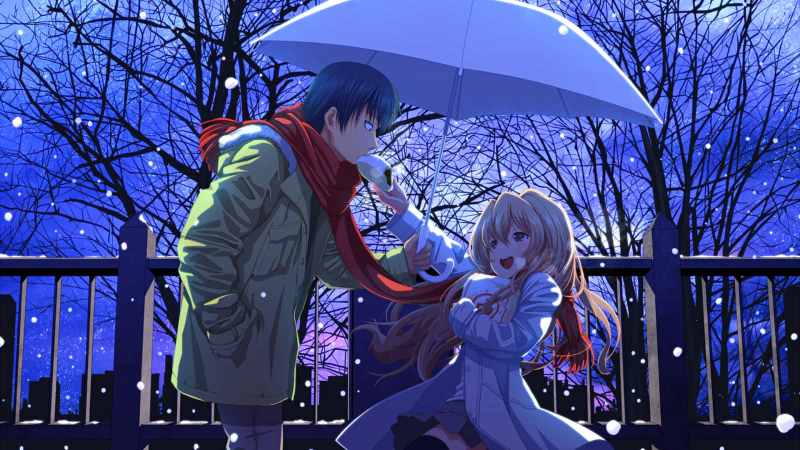 Ryuuji Takasu, blue-haired anime boy, white umbrella, HD Desktop Wallpaper