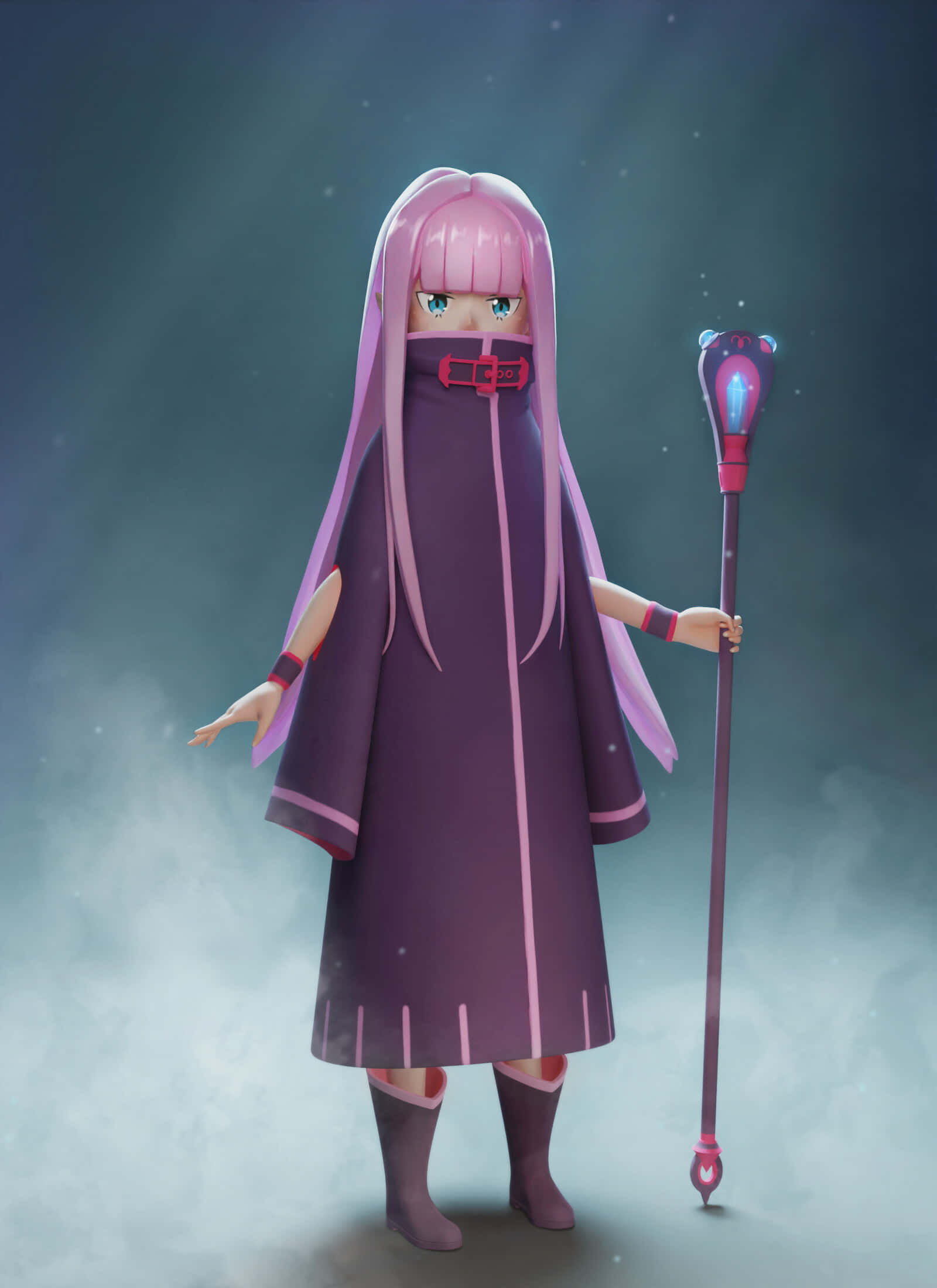 Ryuzu Meyer, pink-haired anime girl, purple robe, Full HD Phone Wallpaper