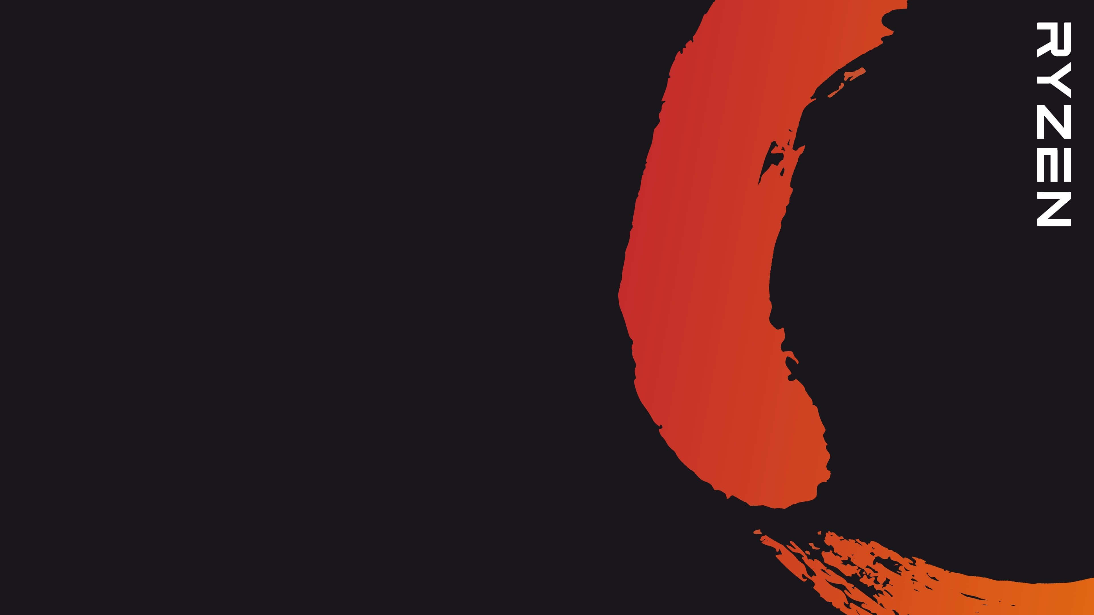 Ryzen, orange brushstroke, black background, 4K Desktop Wallpaper