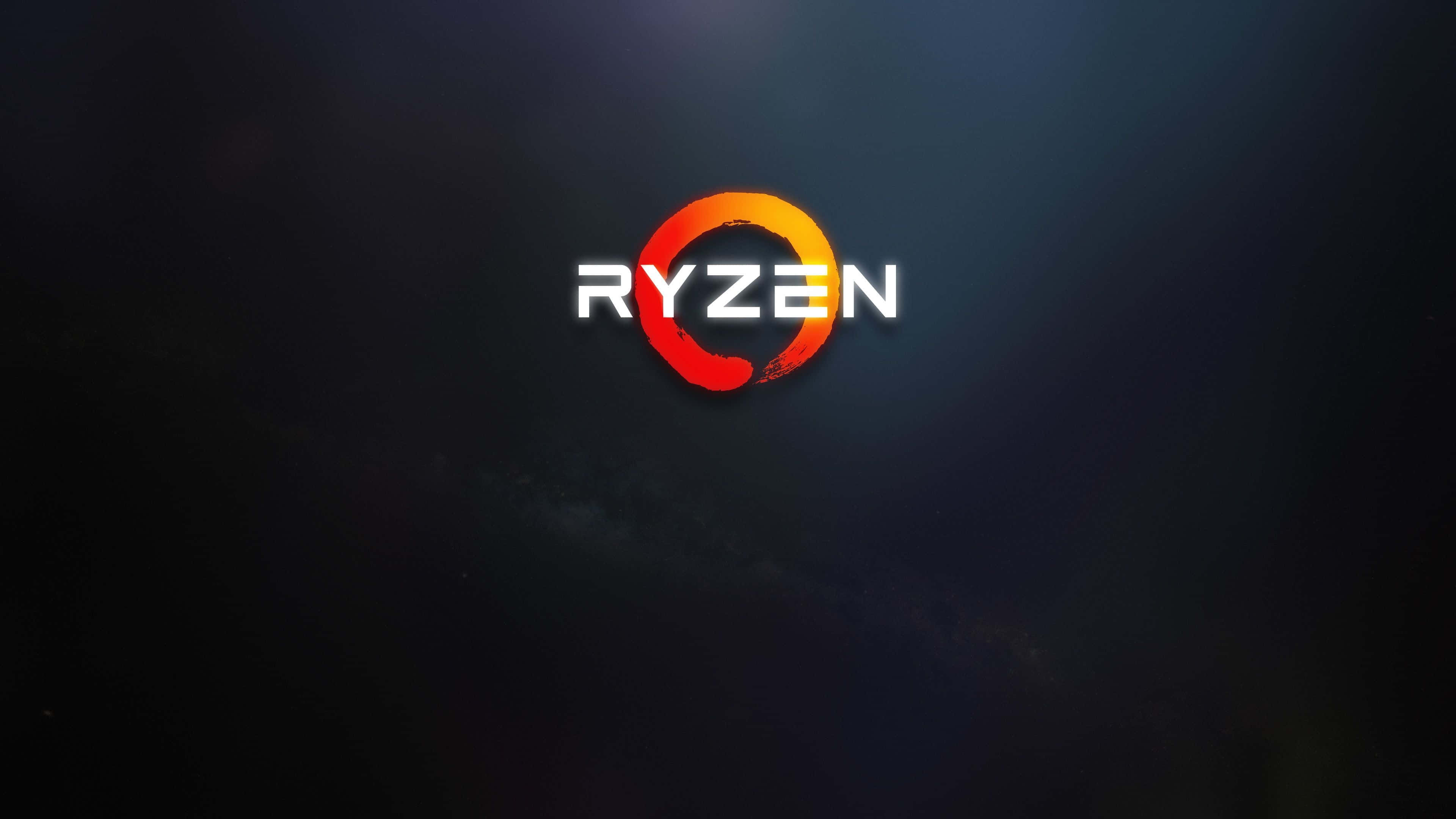 Ryzen logo, fiery orange, red hues, 4K Desktop Wallpaper