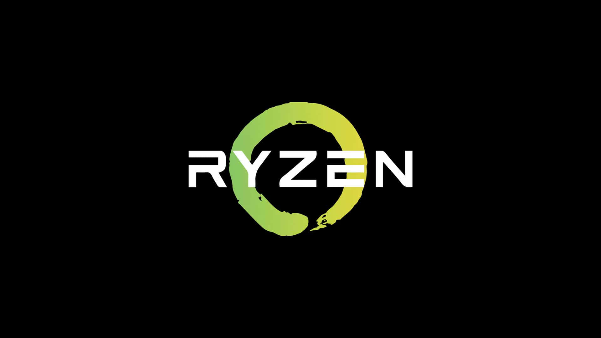 Ryzen, black background, gradient green-yellow circular brushstroke, Full HD Desktop Wallpaper