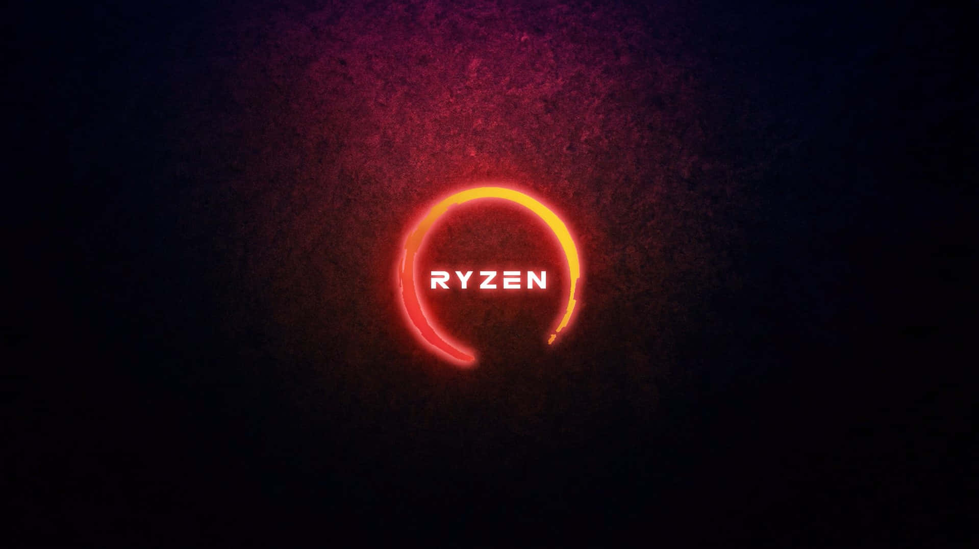 Ryzen, glowing orange Ryzen logo ring, dark textured background, HD Desktop Wallpaper