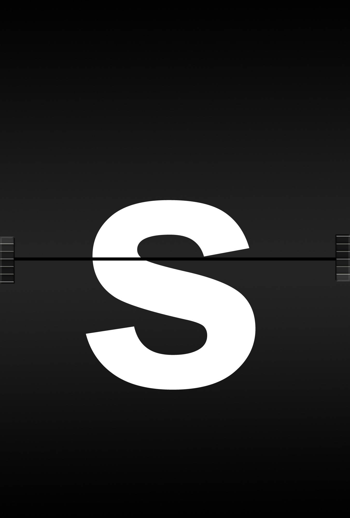 S Alphabet, white letter S, black gradient background, Full HD Phone Wallpaper