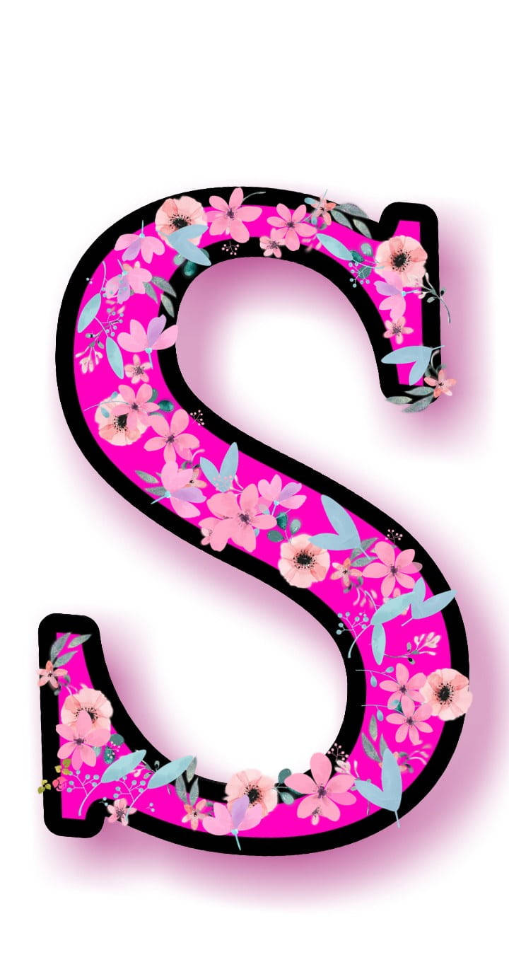 letter S, pink, flowers, HD Phone Wallpaper