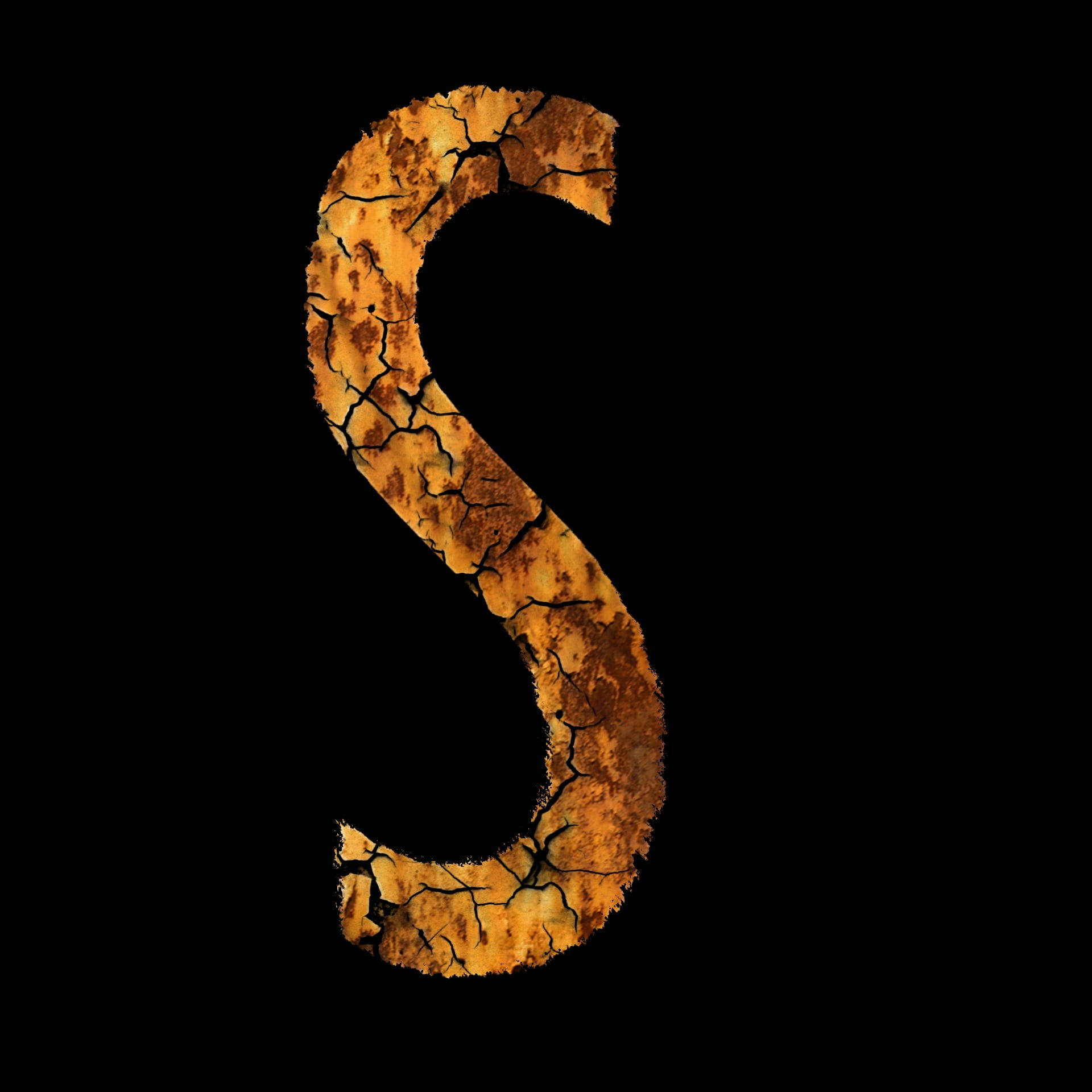 cracked earth-textured letter S, warm glow, stark black background, Full HD Desktop Wallpaper