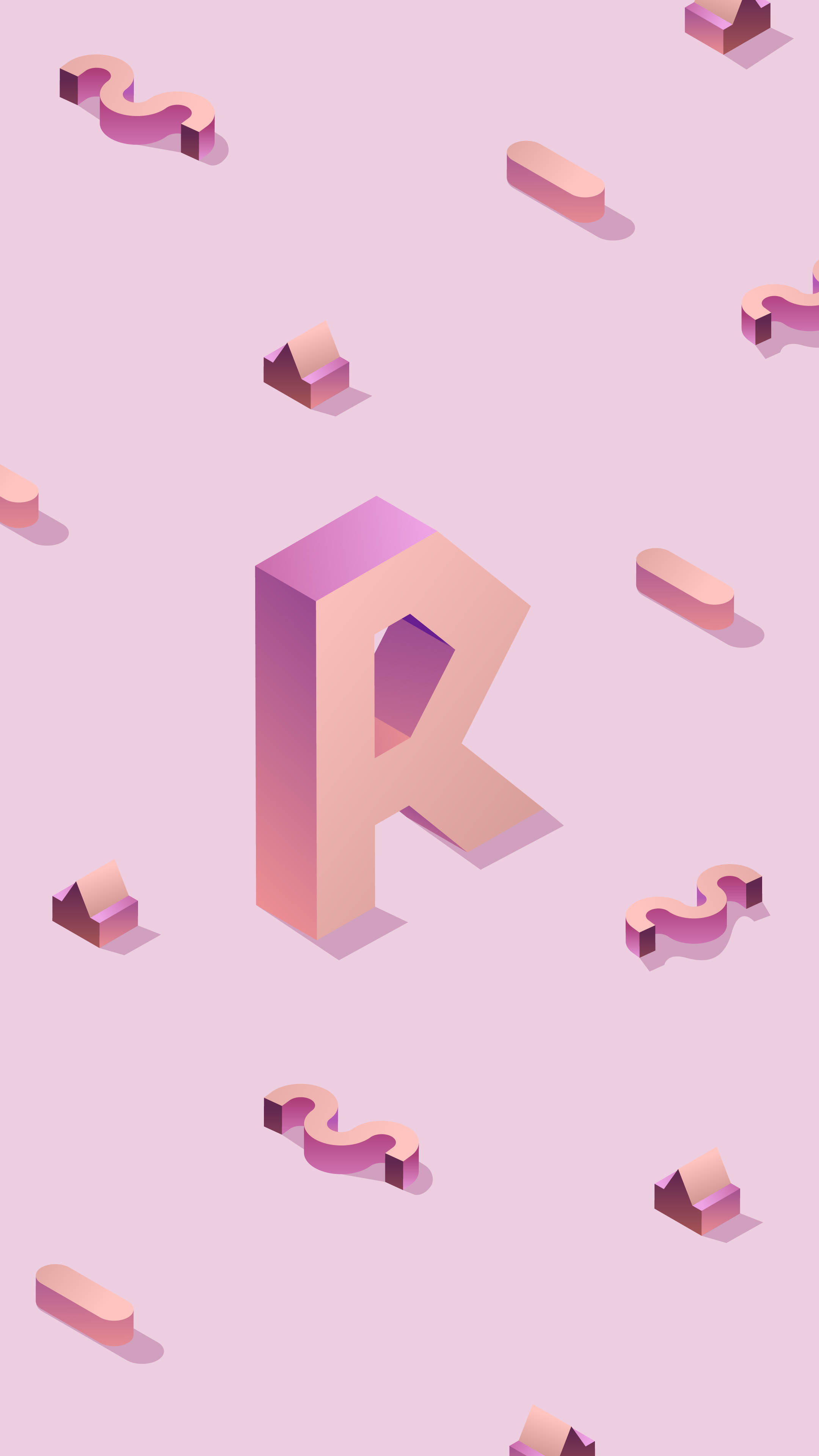 80s, R Alphabet, pink letter R, 4K Phone Wallpaper