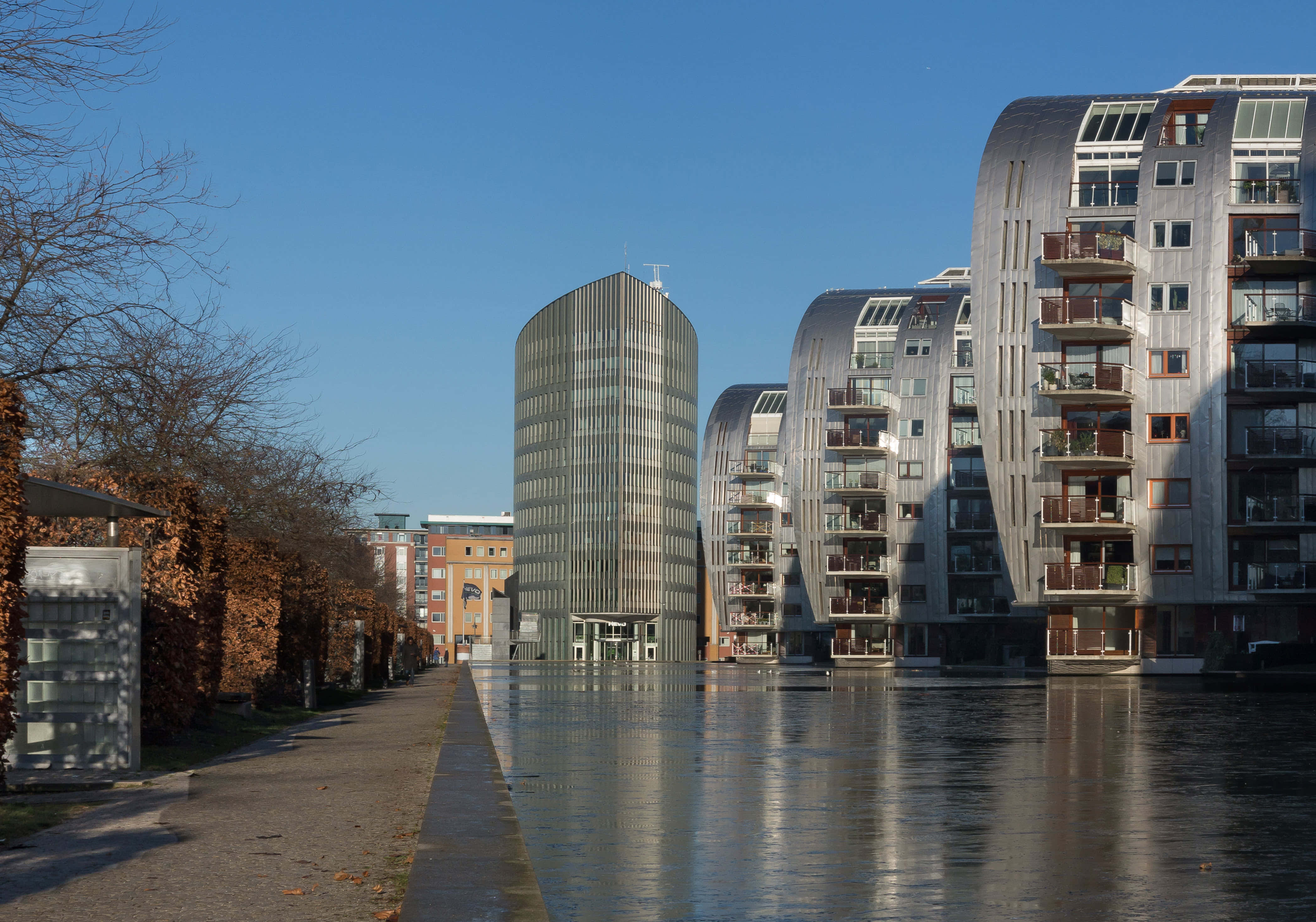 S-hertogenbosch, waterfront, modern curved glass apartment buildings, 4K Desktop Wallpaper