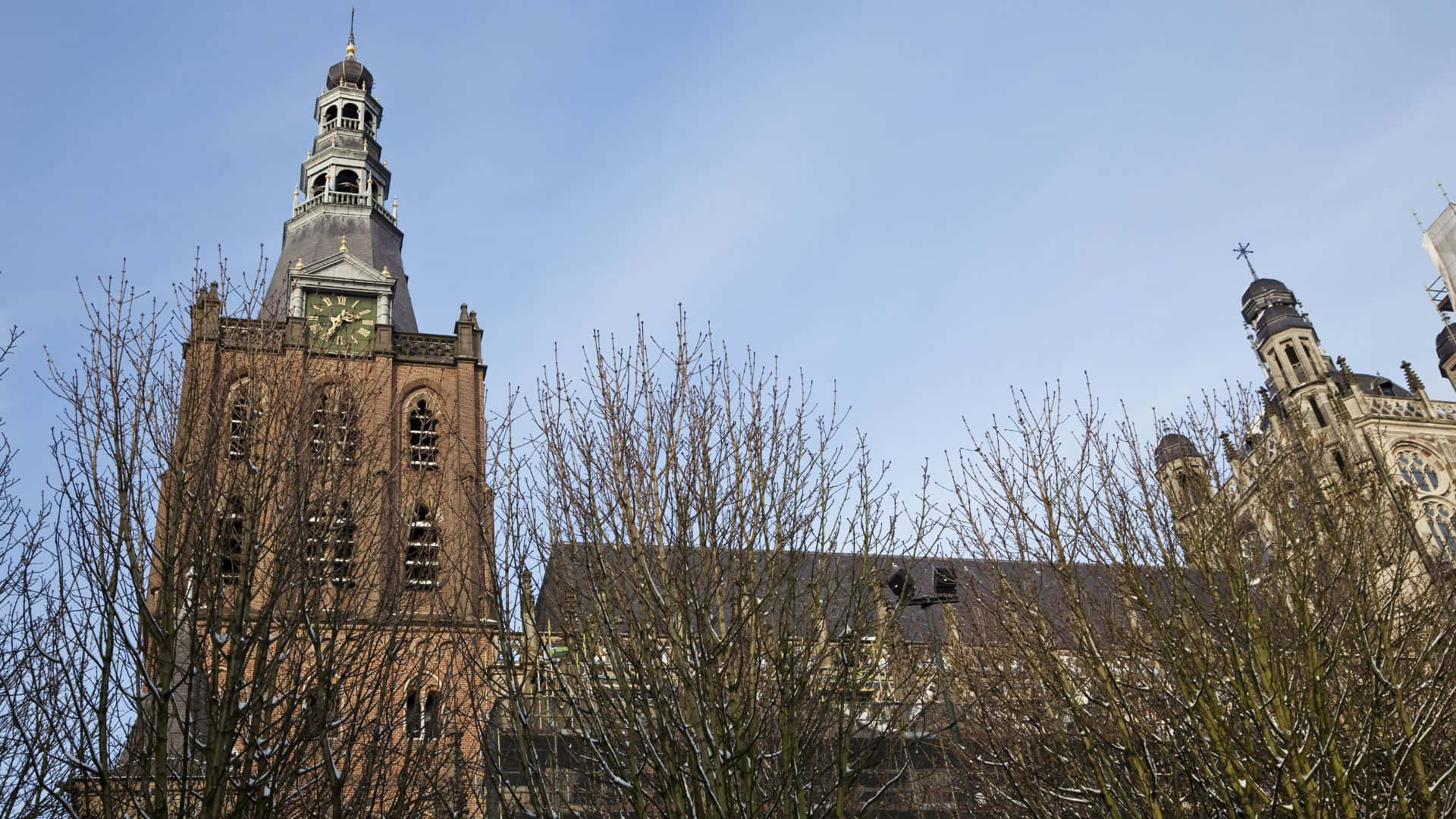 S-hertogenbosch, historic church towers, brick church tower, Full HD Desktop Wallpaper